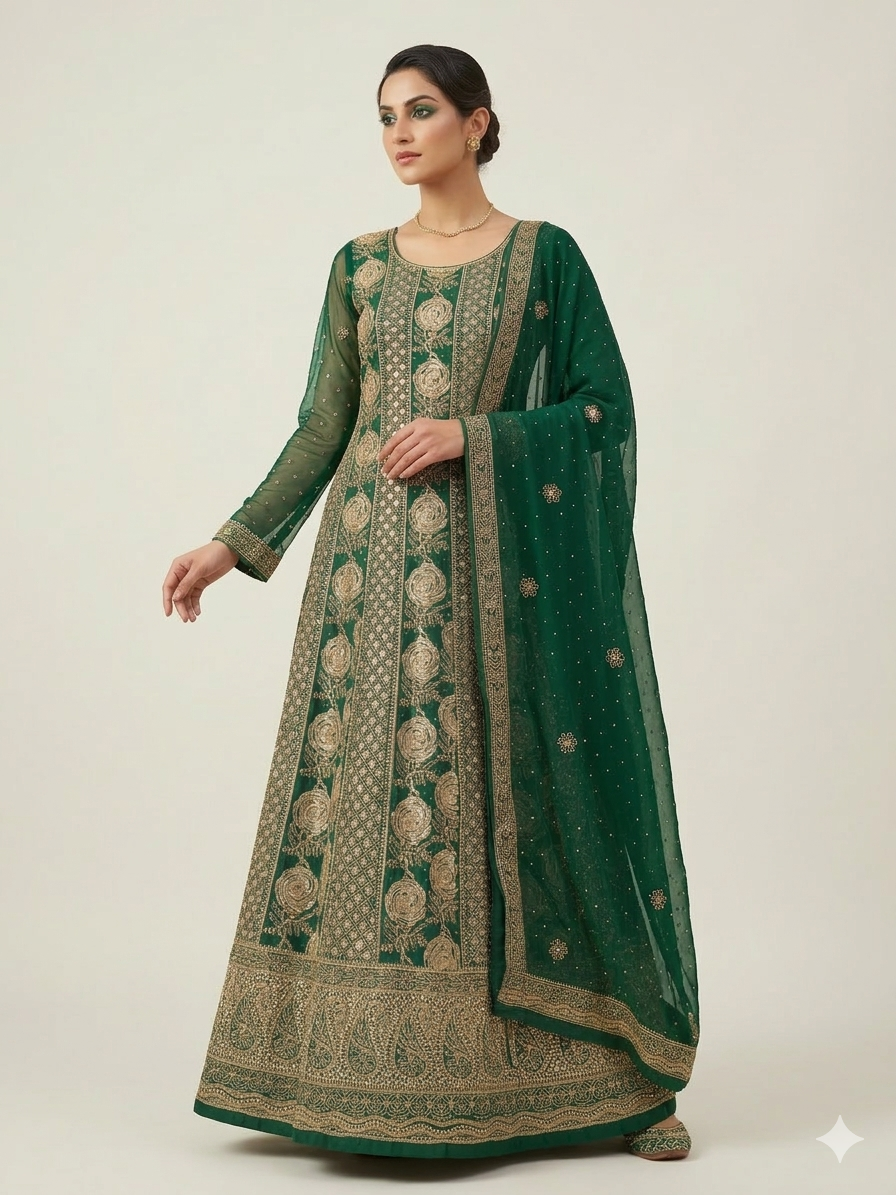 Ruhani Emerald Green Wedding Anarkali