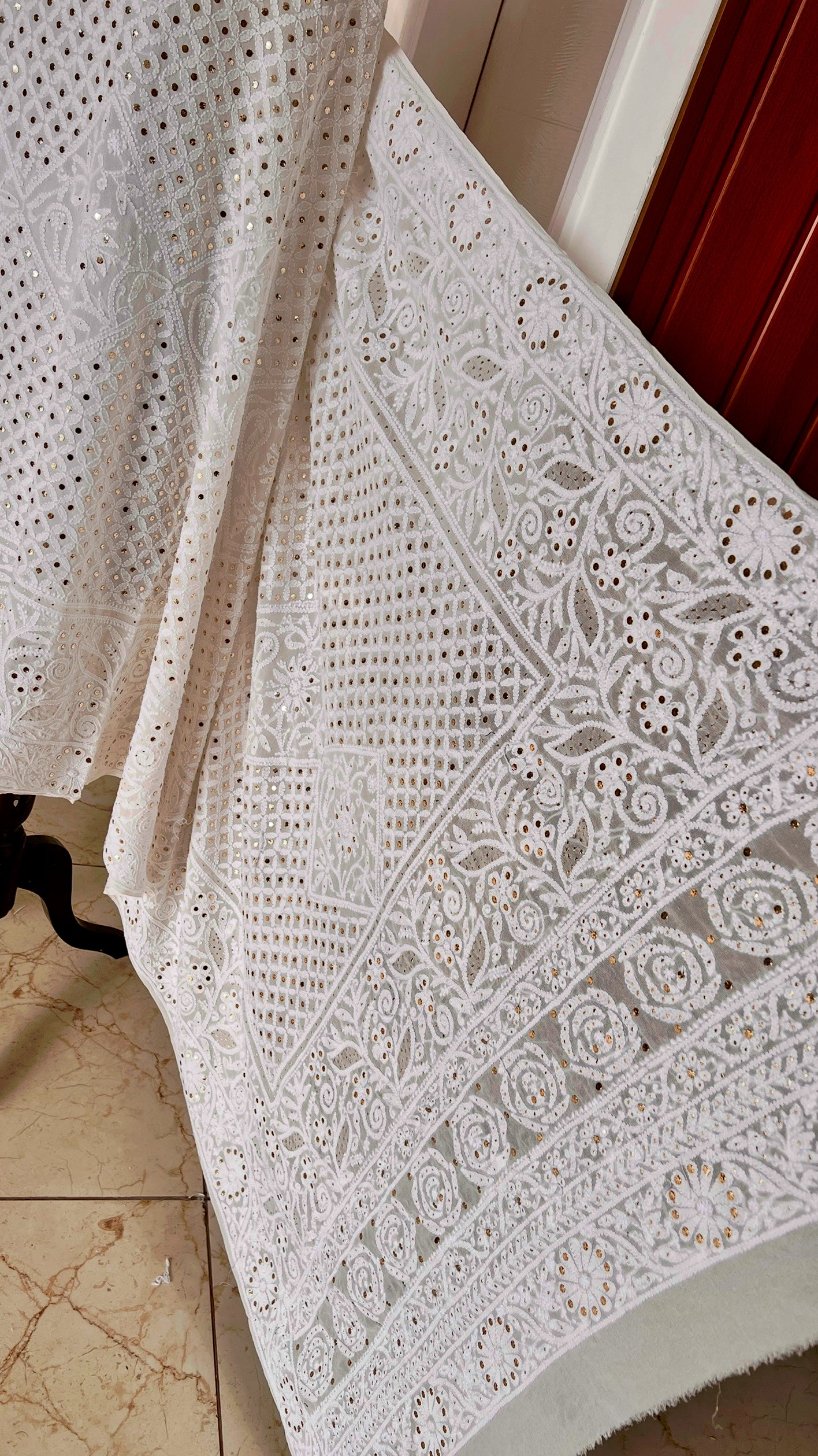 Ruhani Chikankari and Mukaish Dupatta