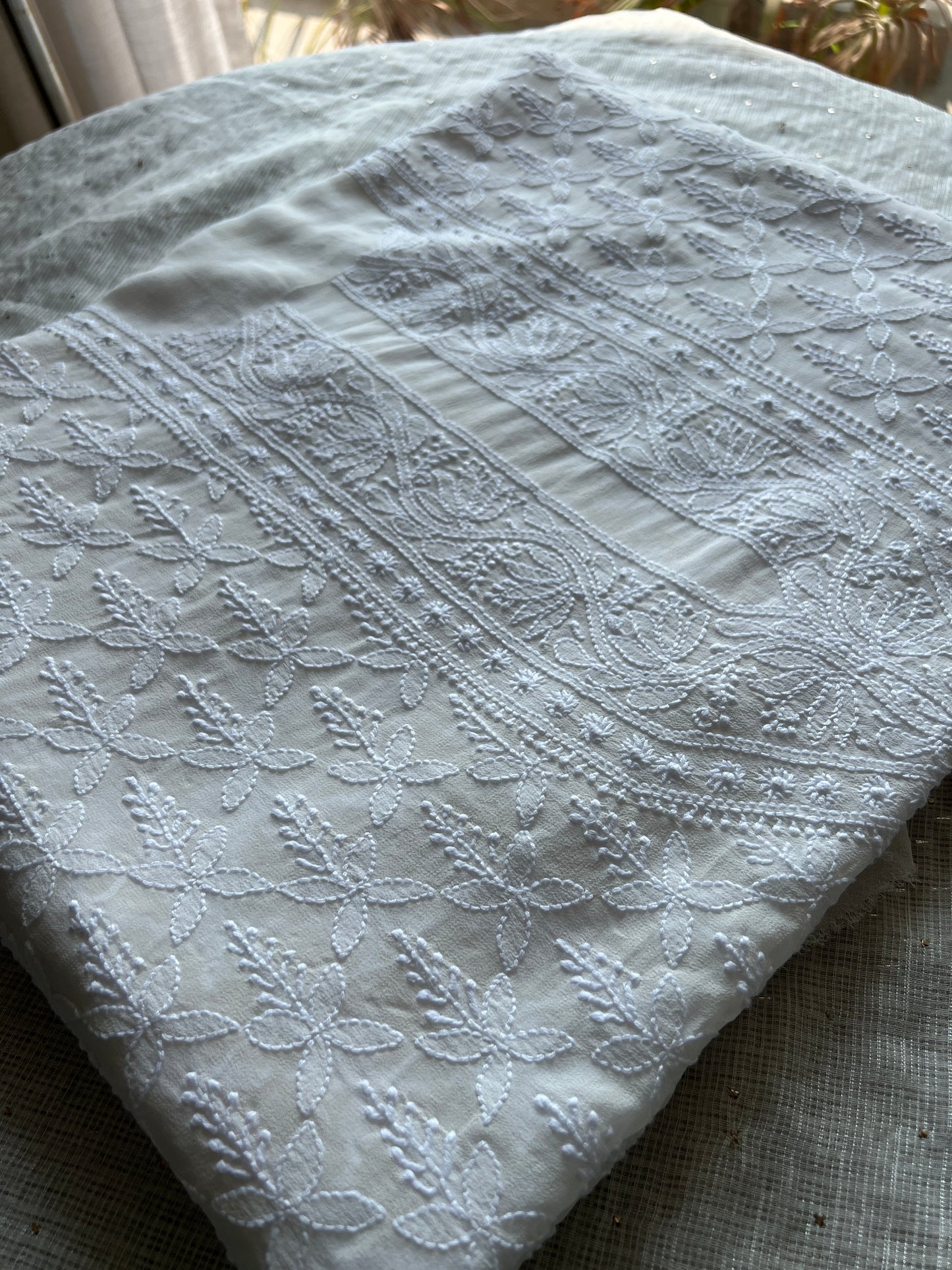 Ivory Allover Chikankari Men's Kurta Fabric