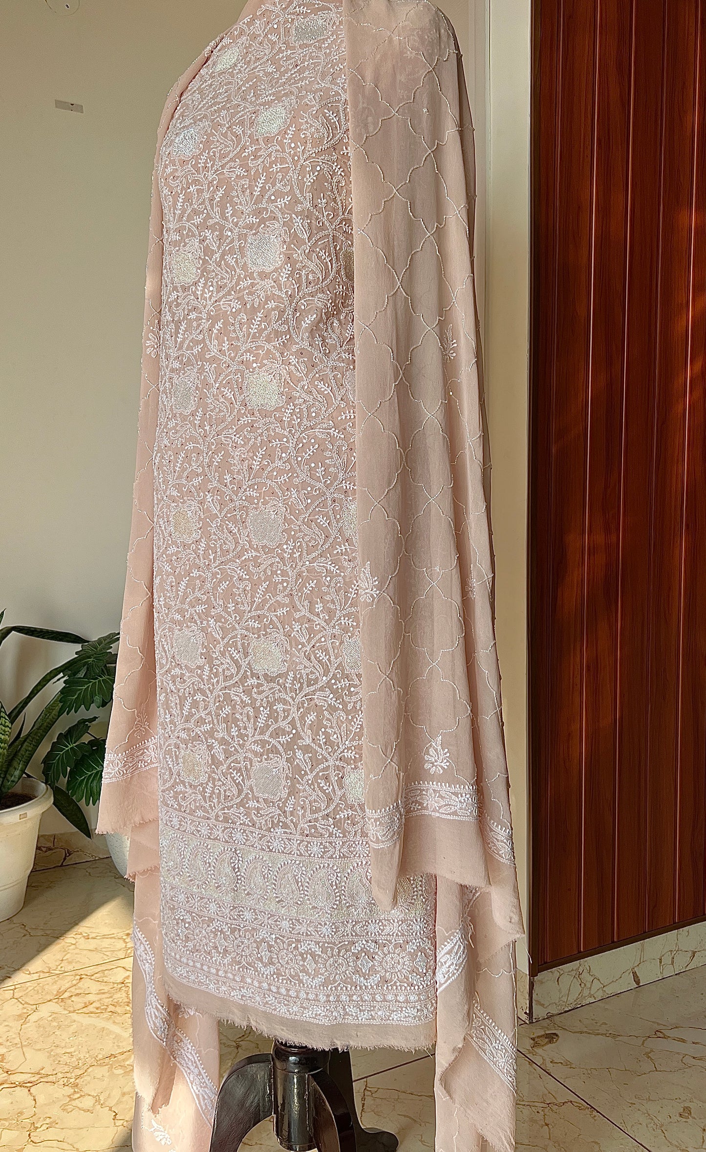 Suhaan Chikankari sequins cut Dana work kurta and dupatta