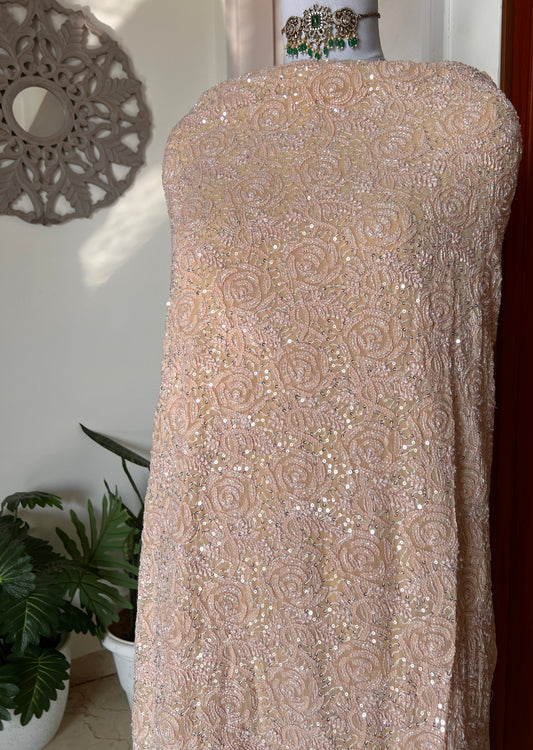 Champagne Chikankari cut dana sequins work kurta and dupatta