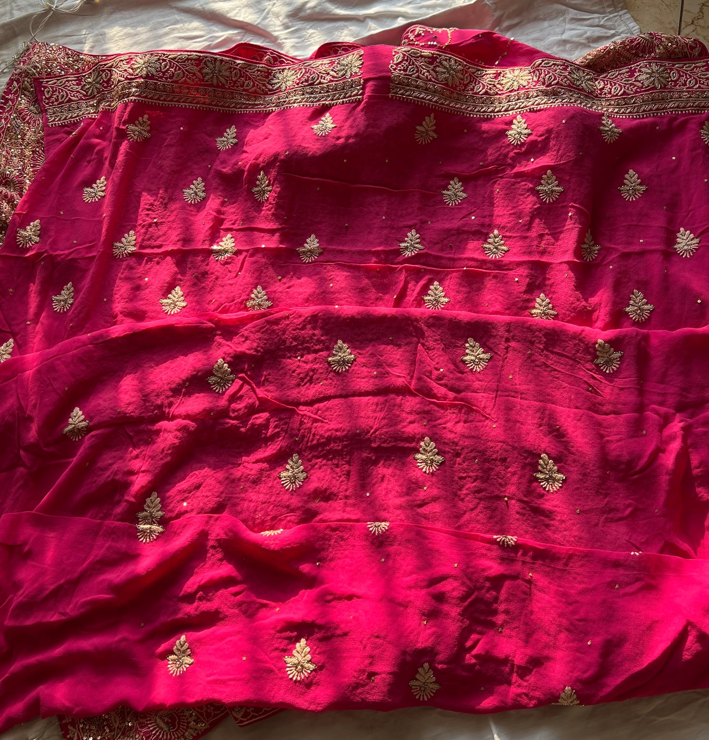Suhaan Rani Pink 3 taar Chikankari kurta with heavy sequinned dupatta