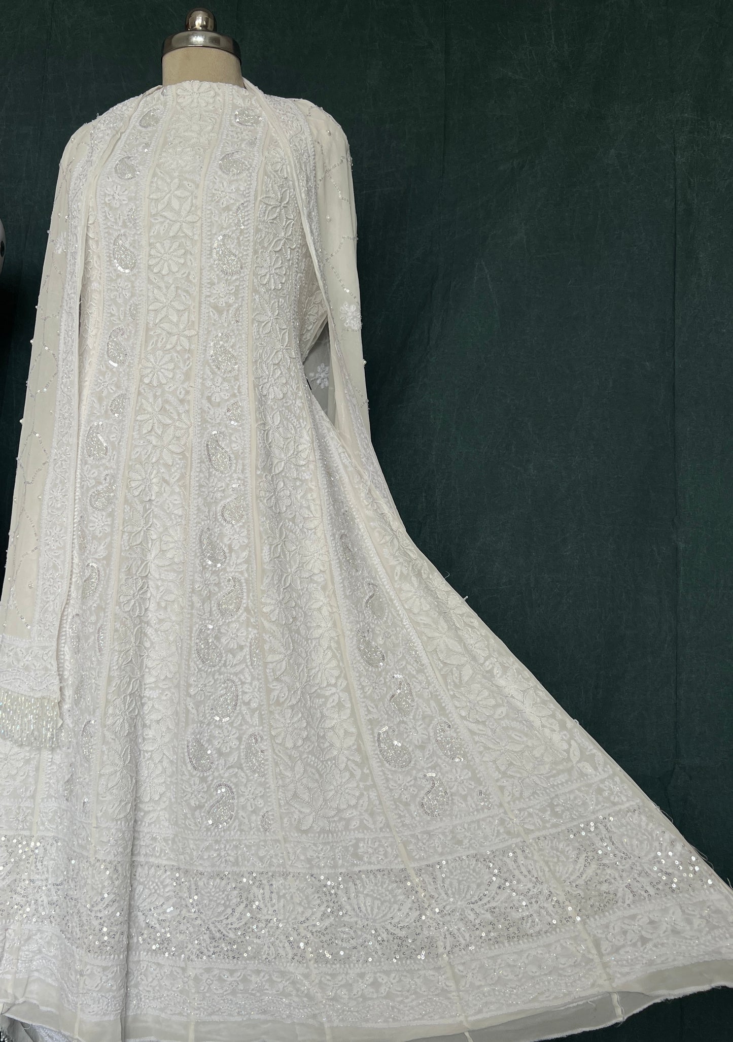 Ruhani Off white Chikankari sequins pearl cut Dana Anarkali