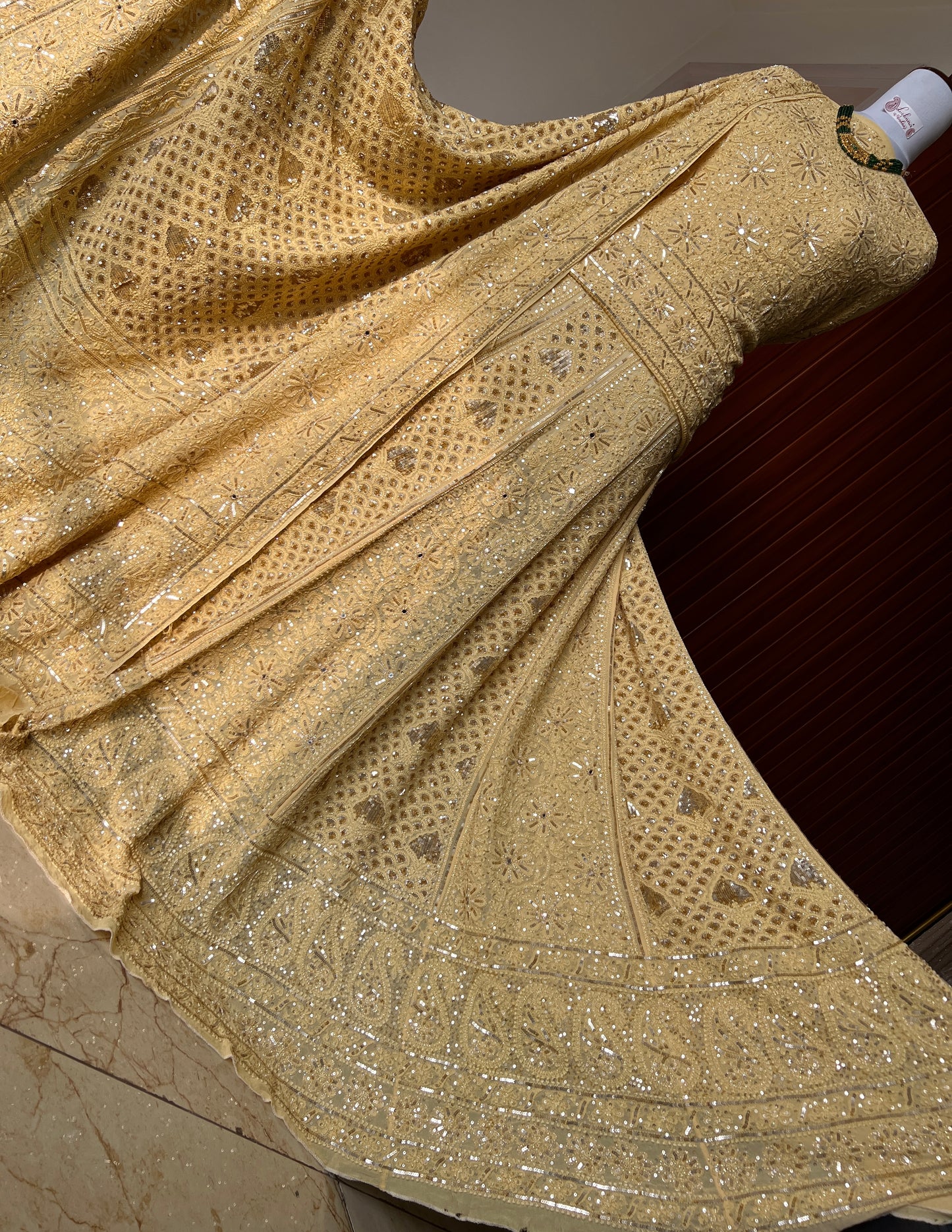 Masterpiece Ruhani Golden Chikankari Sequins Wedding Lehenga