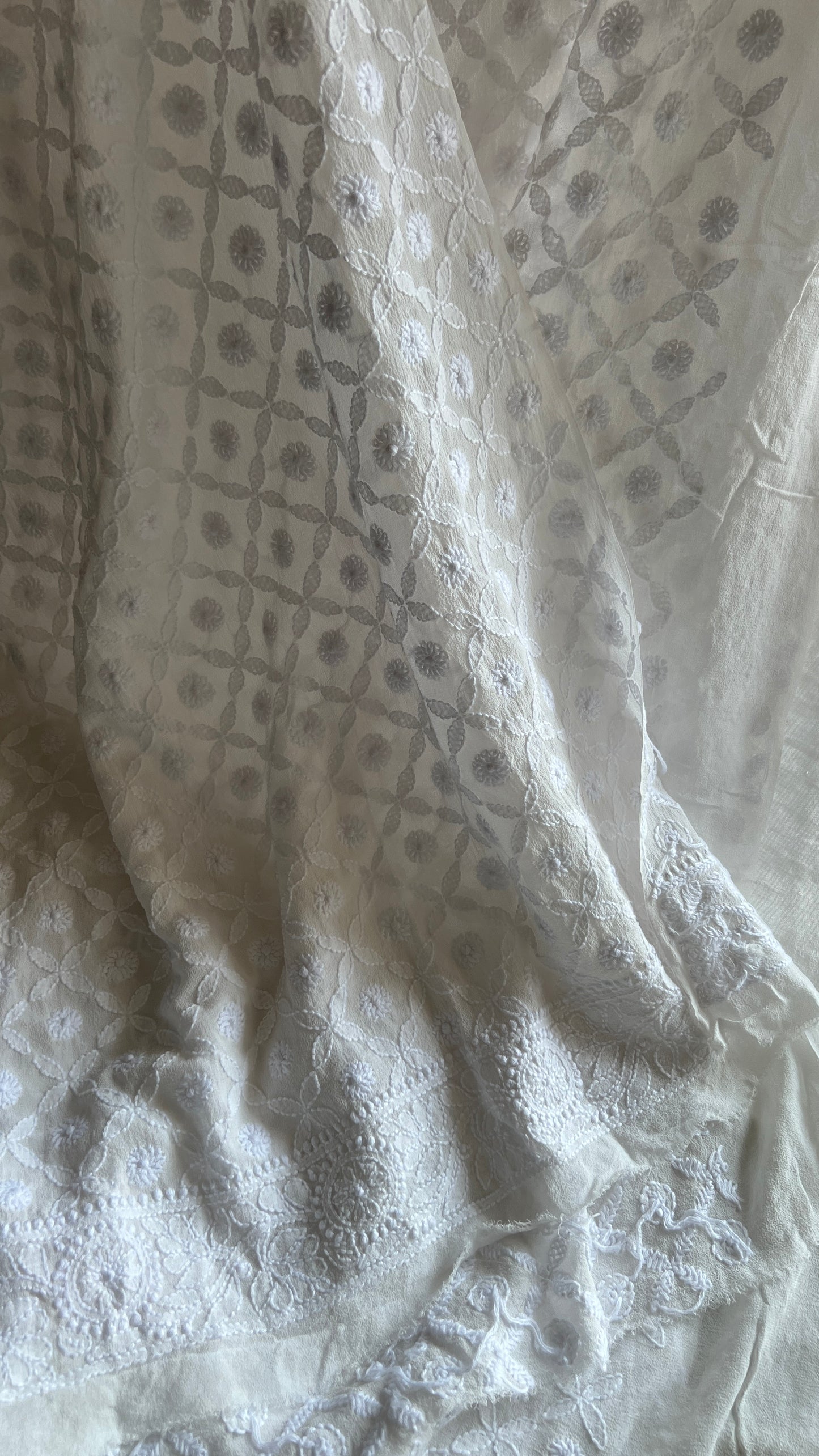 Ivory Allover Chikankari Men's Kurta Fabric
