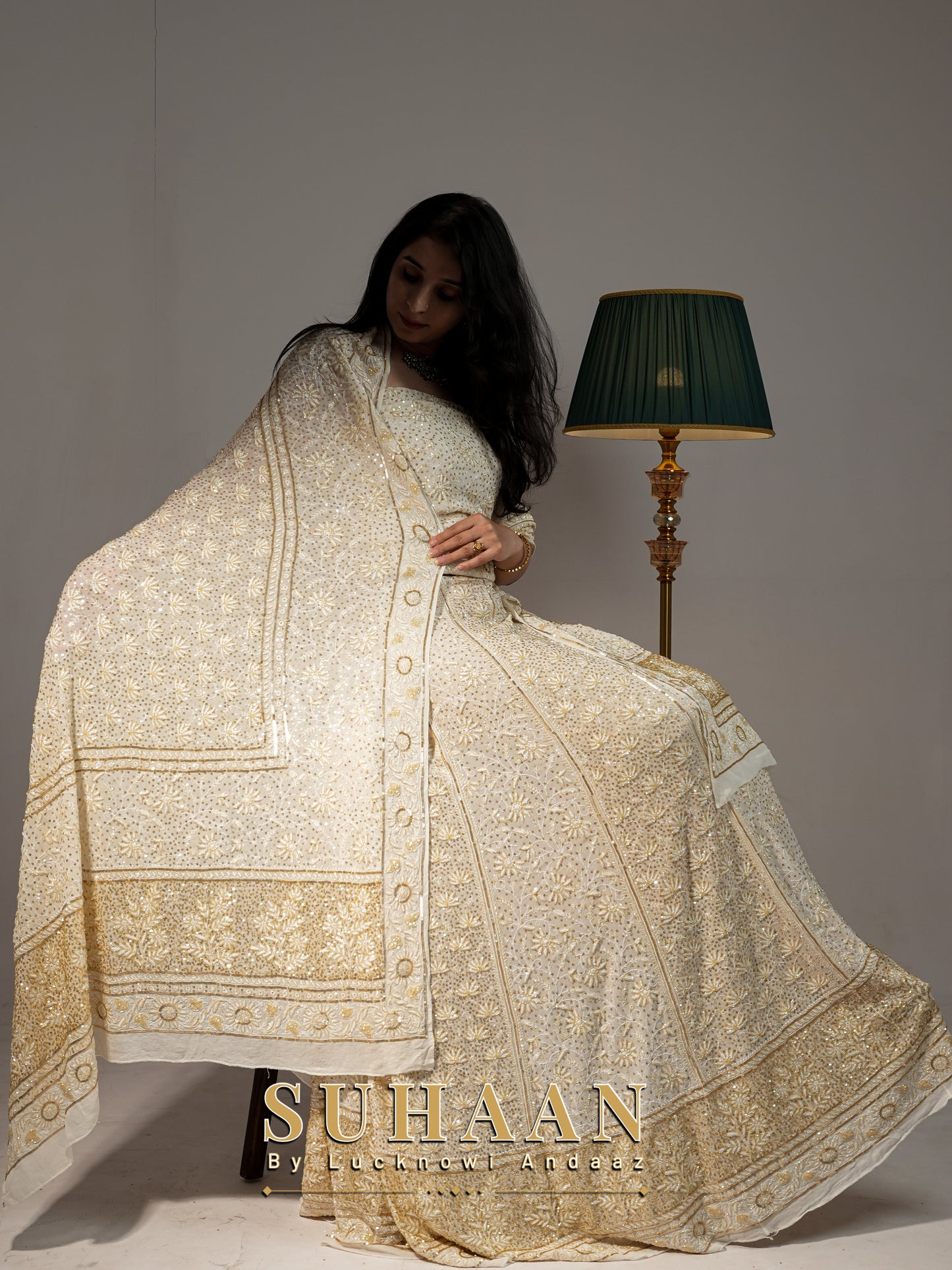 Suhaan Do Taar Chikankari embellished Wedding Lehenga