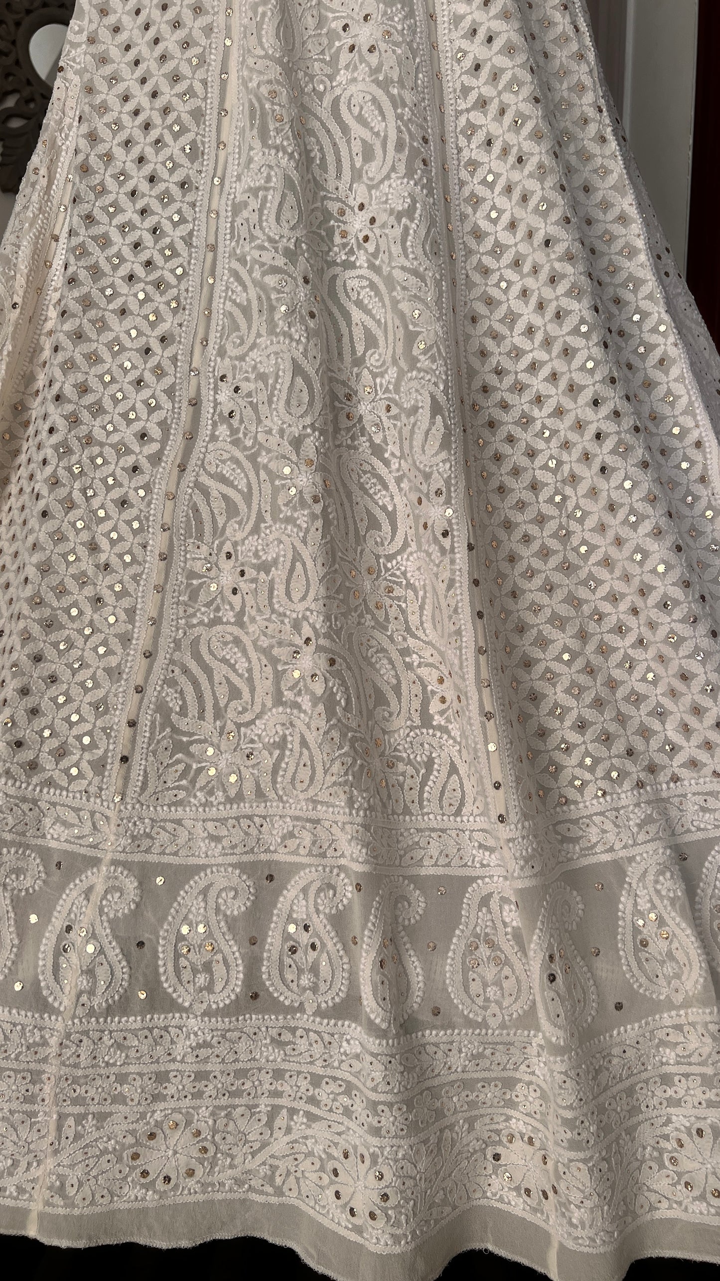 Lehenga Skirt allover Chikankari and mukaish