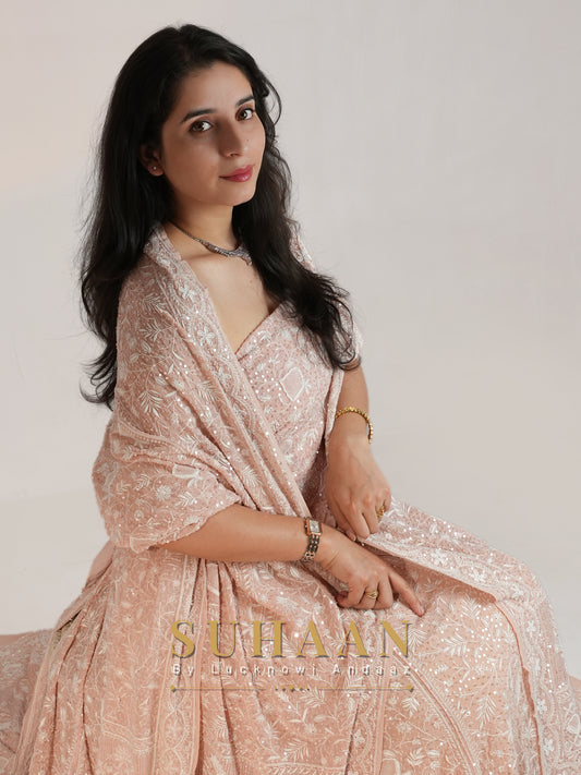 Suhaan Do Taar Chikankari embellished Wedding Lehenga