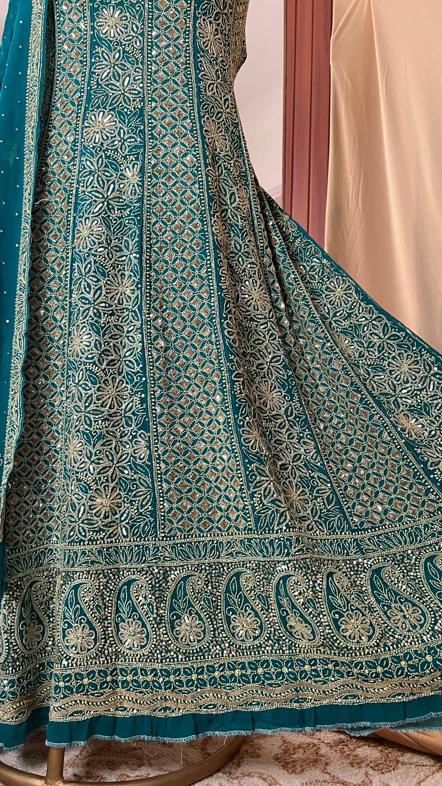 Ruhani turquoise Wedding Anarkali