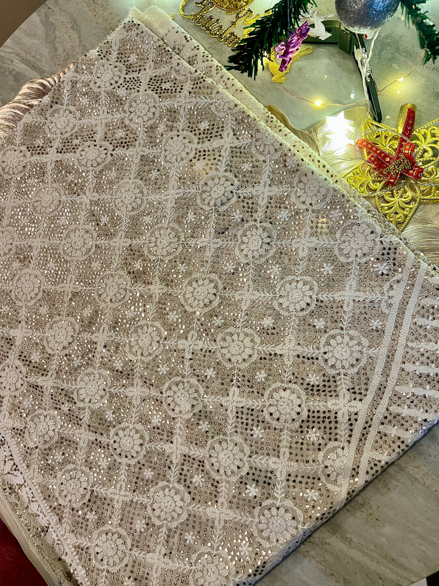 Suhaan Chikankari and Heavy Mukaish wedding Dupatta