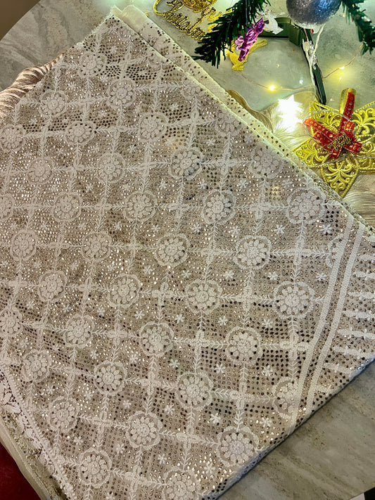 Suhaan Chikankari and Heavy Mukaish wedding Dupatta