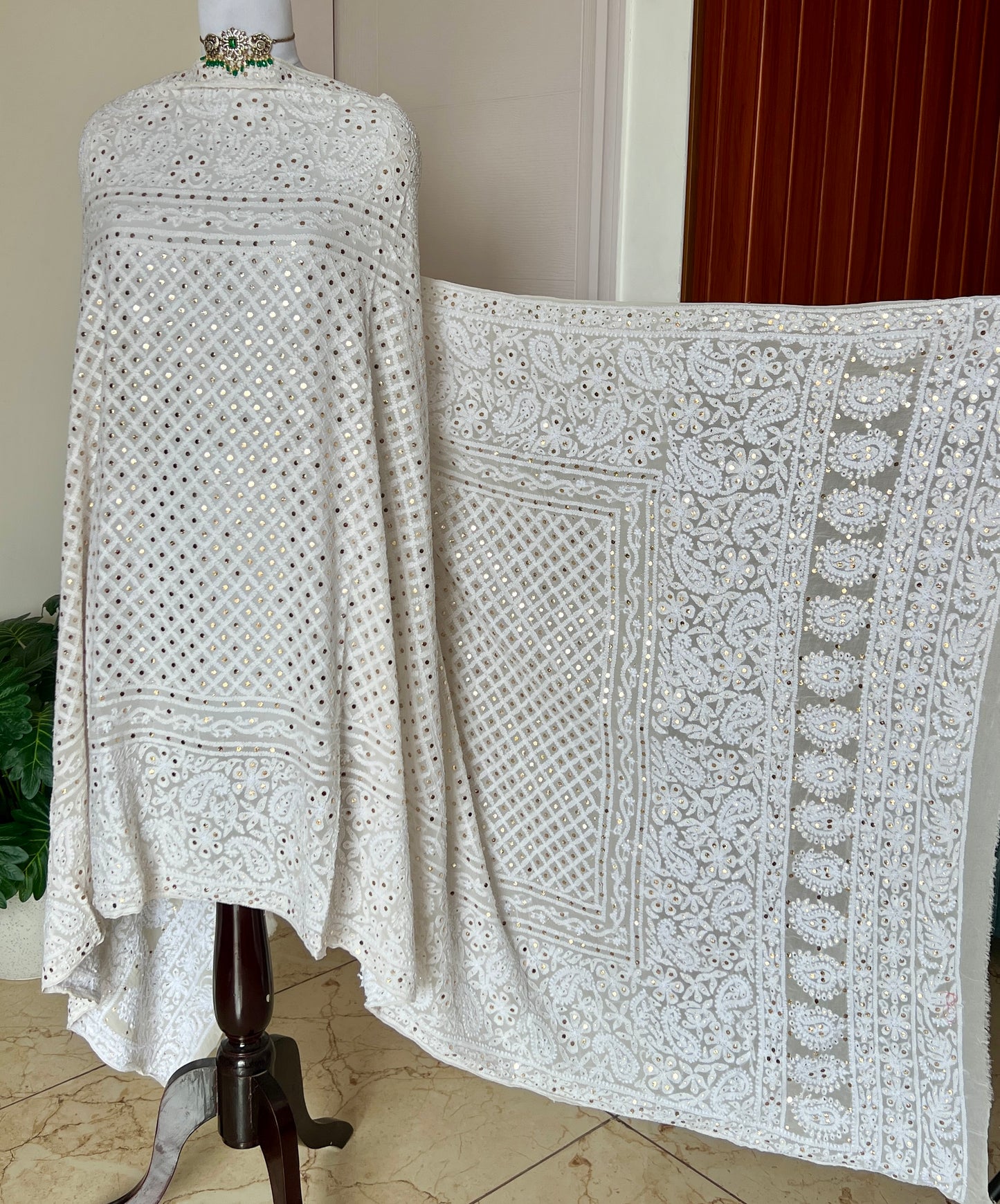 Ruhani Chikankari and Mukaish Dupatta