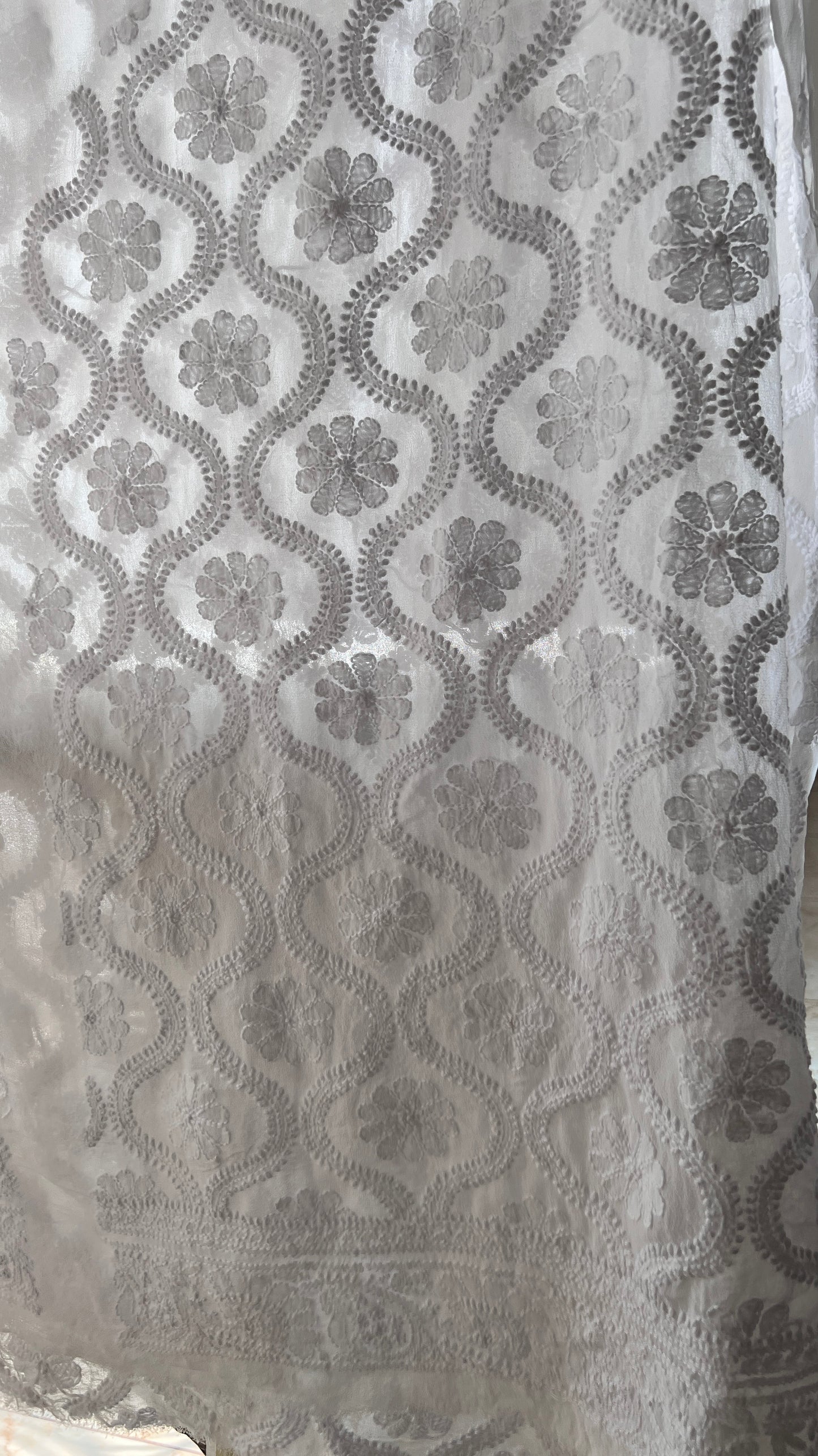 Ivory Allover Chikankari Men's Kurta Fabric