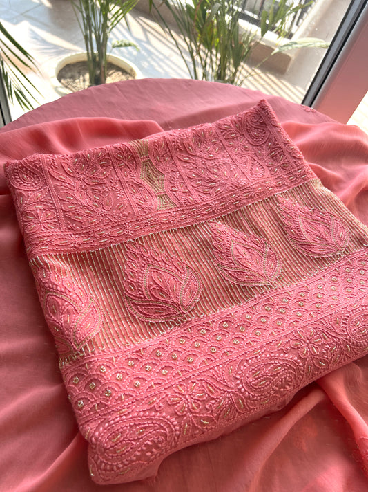 Chikankari golden Cut Dana and aari work Kurta and Dupatta