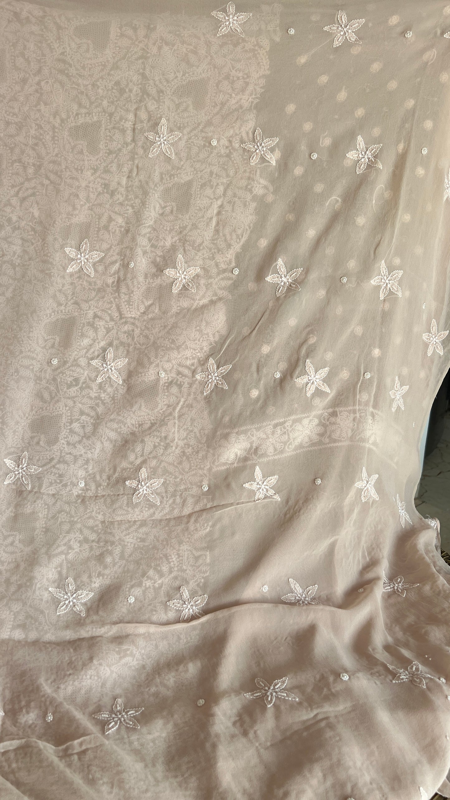 Suhaan Chikankari pearl sequins cut Dana work kurta and dupatta