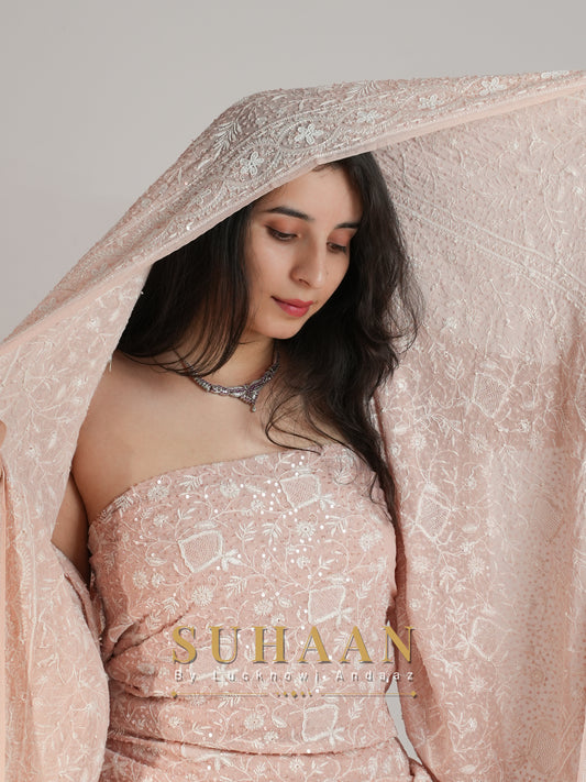 Suhaan Do Taar Chikankari embellished Wedding Lehenga