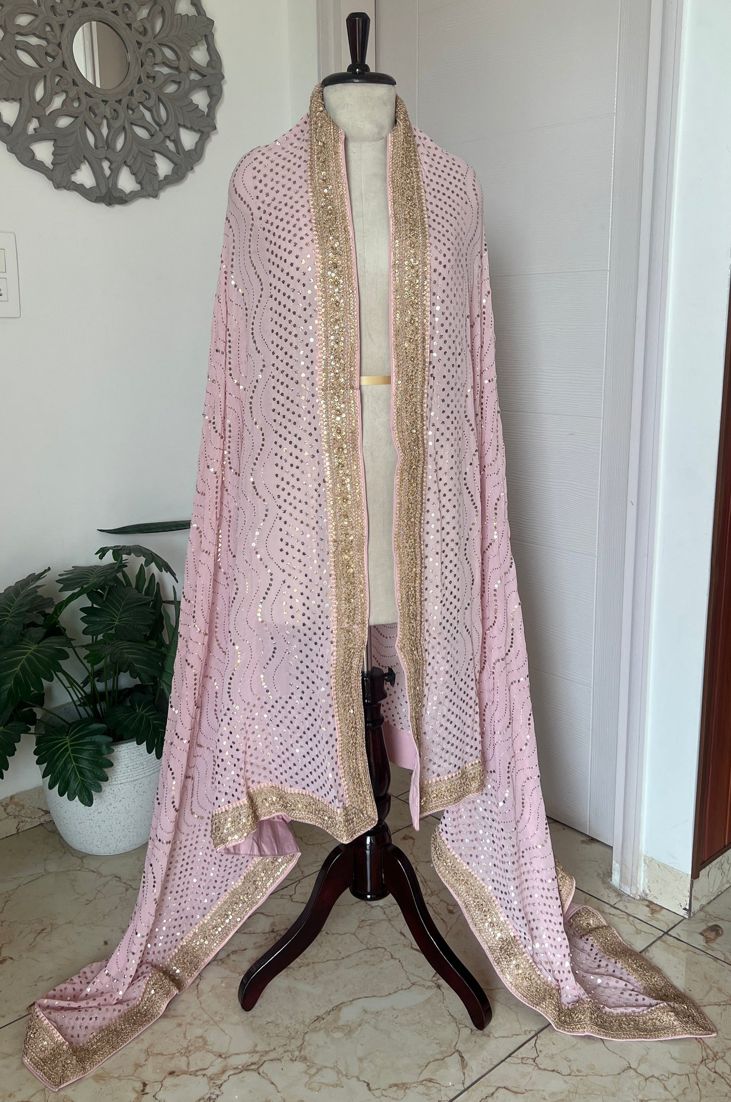 Ruhani Pink Heavy Mukaish Wedding Dupatta