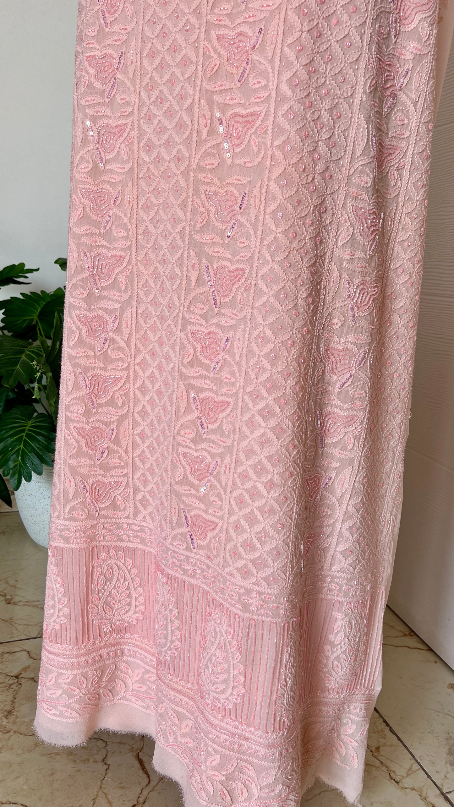 Chikankari cut dana sequins work kurta and dupatta