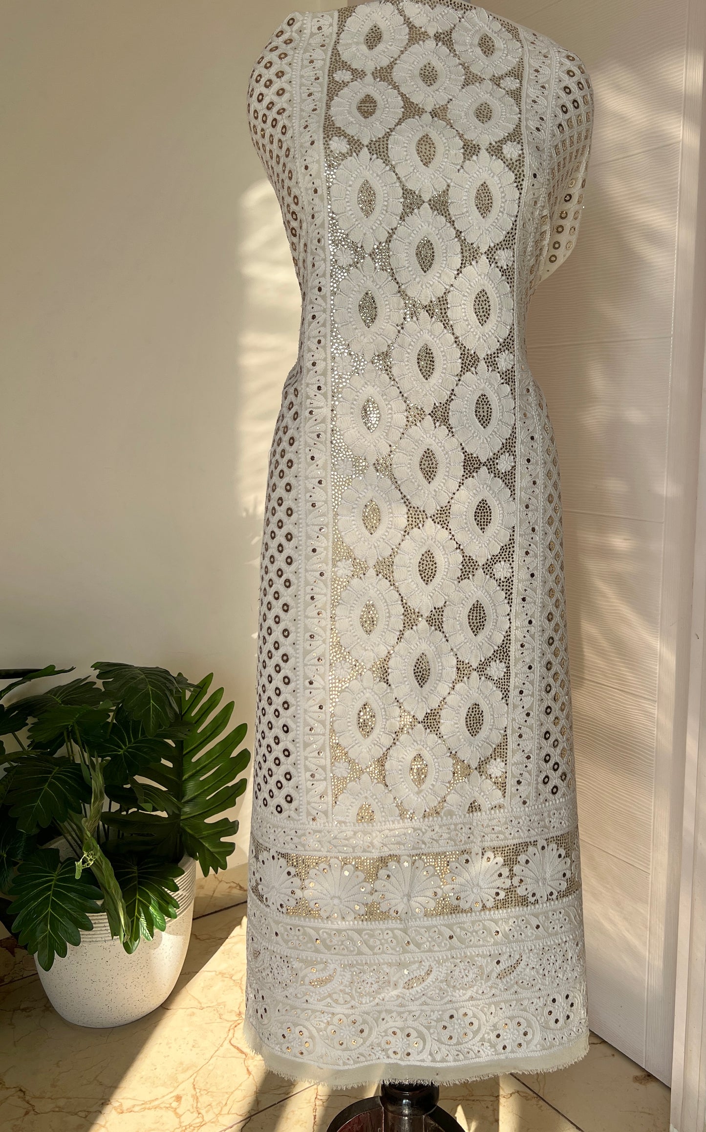 Chikankari and Ring Mukaish Kurta and Dupatta
