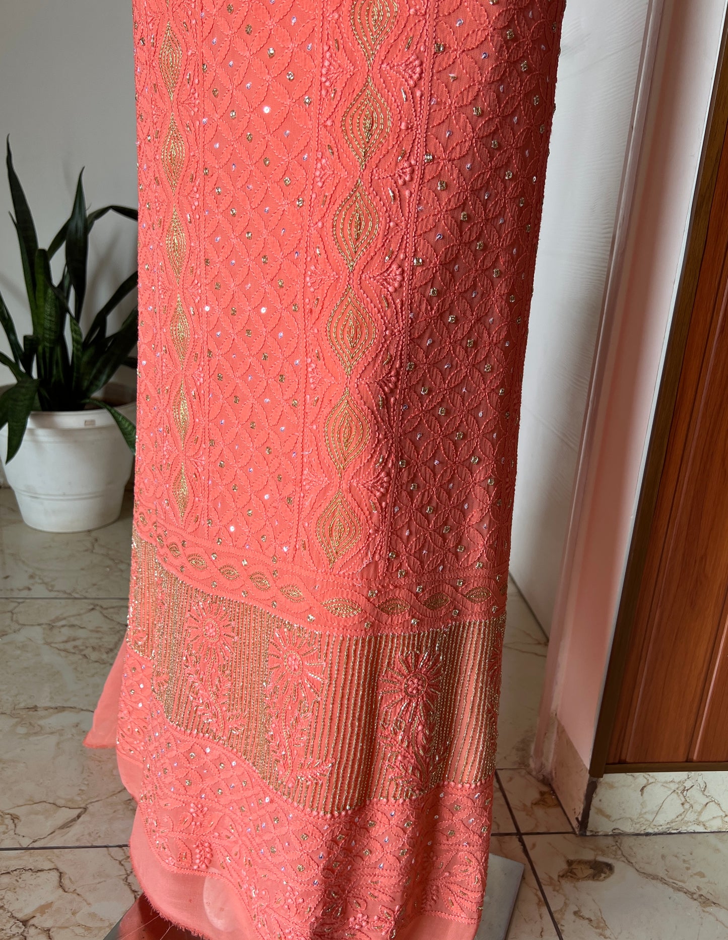 Chikankari golden Cut Dana and aari work Kurta and Dupatta
