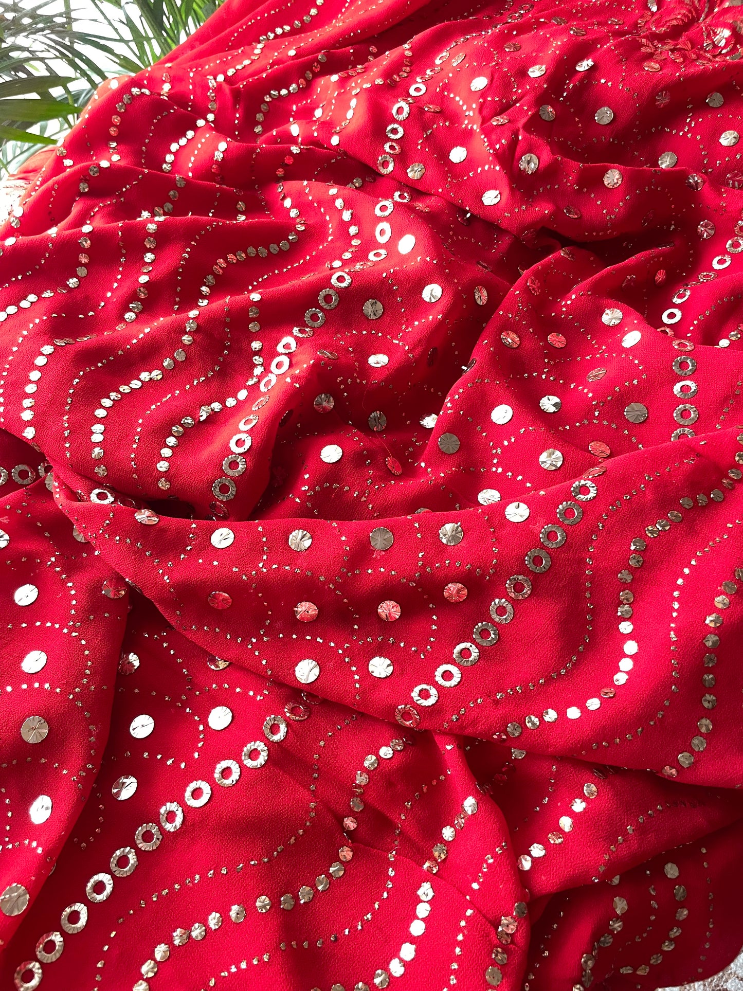 Red badla and mukaish work Kurta and Dupatta