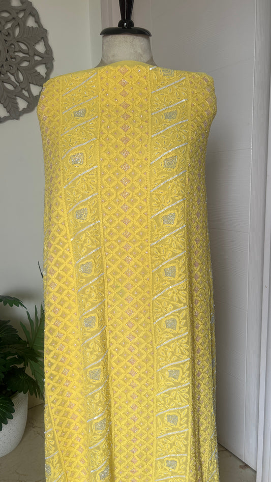 Chikankari cut dana sequins work kurta and dupatta