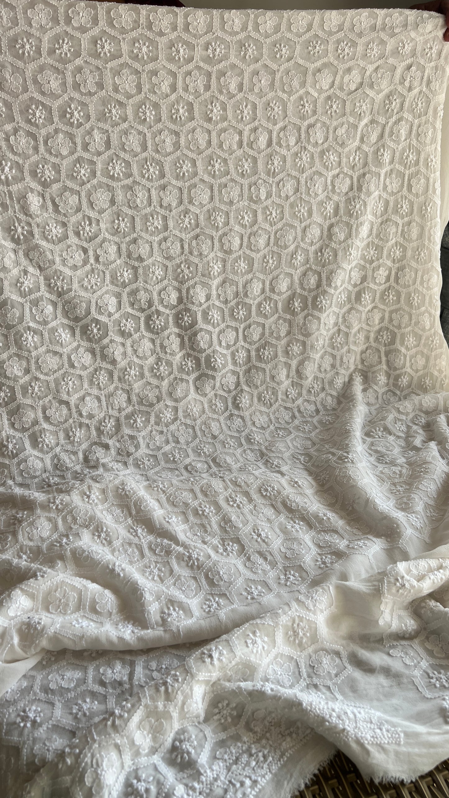 Ivory Allover Chikankari Men's Kurta Fabric