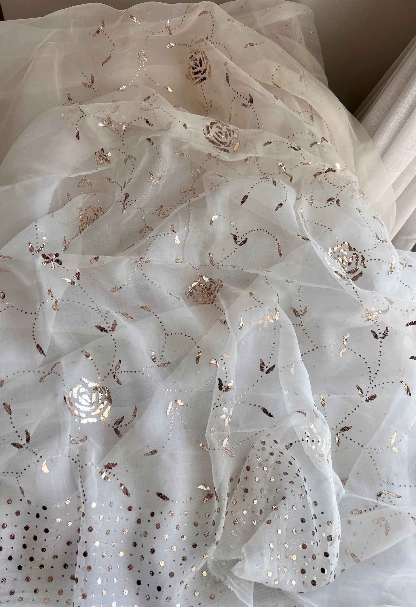 Ivory Gulaab pure organza badla work Kurta and Dupatta
