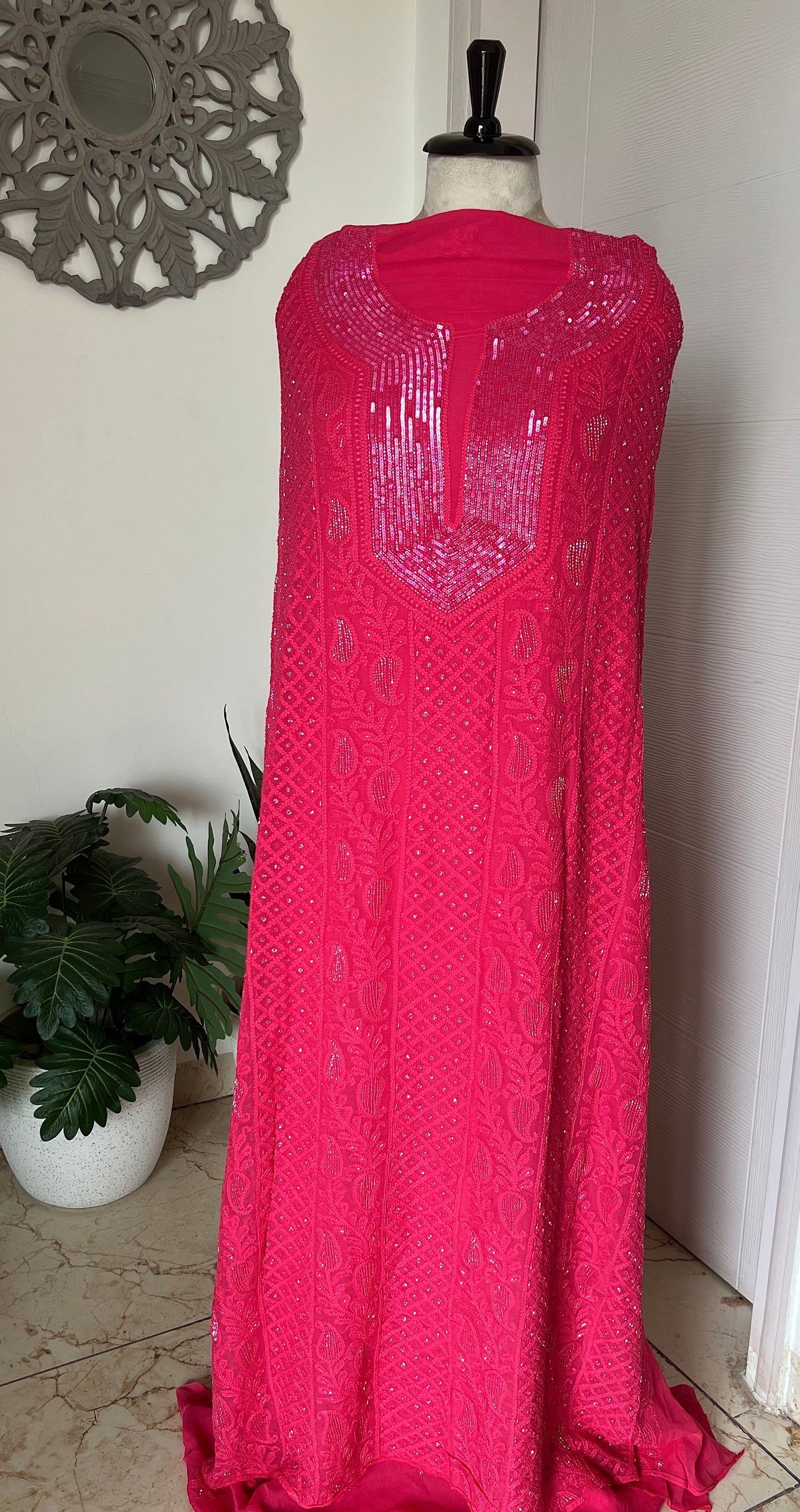 Chikankari cut dana sequins work kurta and dupatta