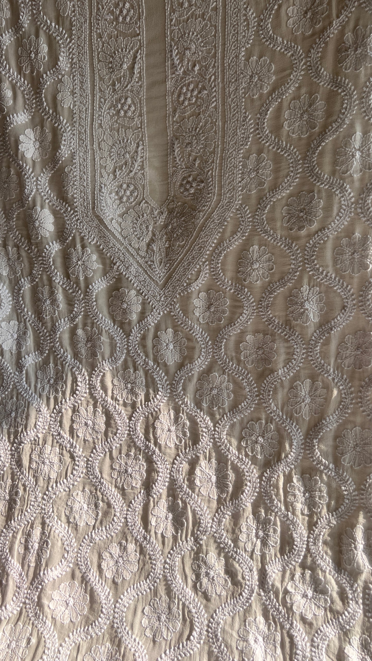 Ivory Allover Chikankari Men's Kurta Fabric