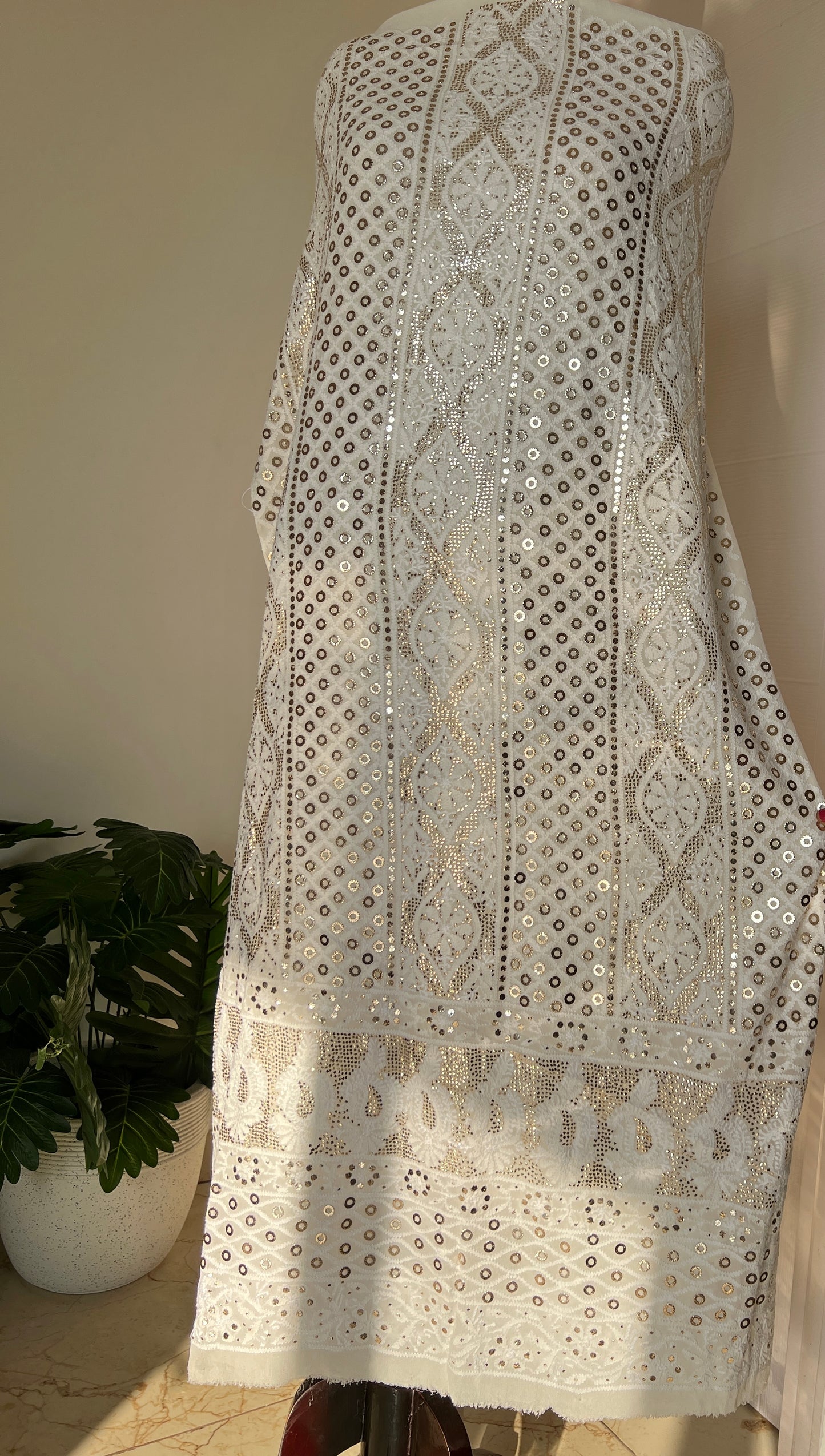 Chikankari and Ring Mukaish Kurta and Dupatta