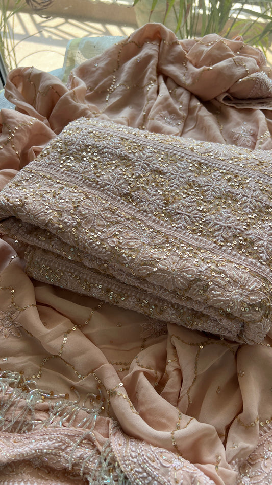 Ruhani Old Rose Chikankari sequins cut Dana Anarkali