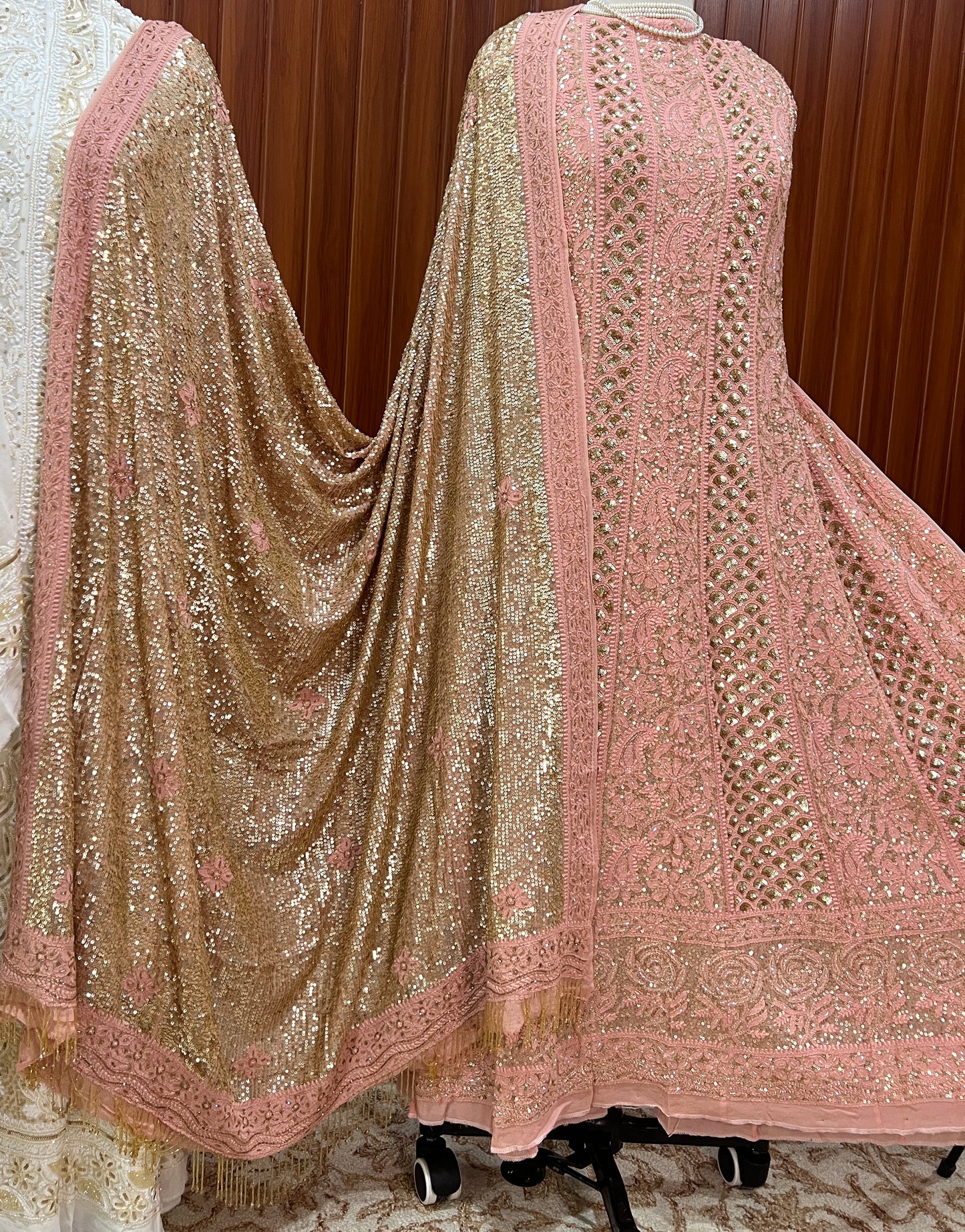 Ruhani Coral Pink Luxurious Wedding Anarkali