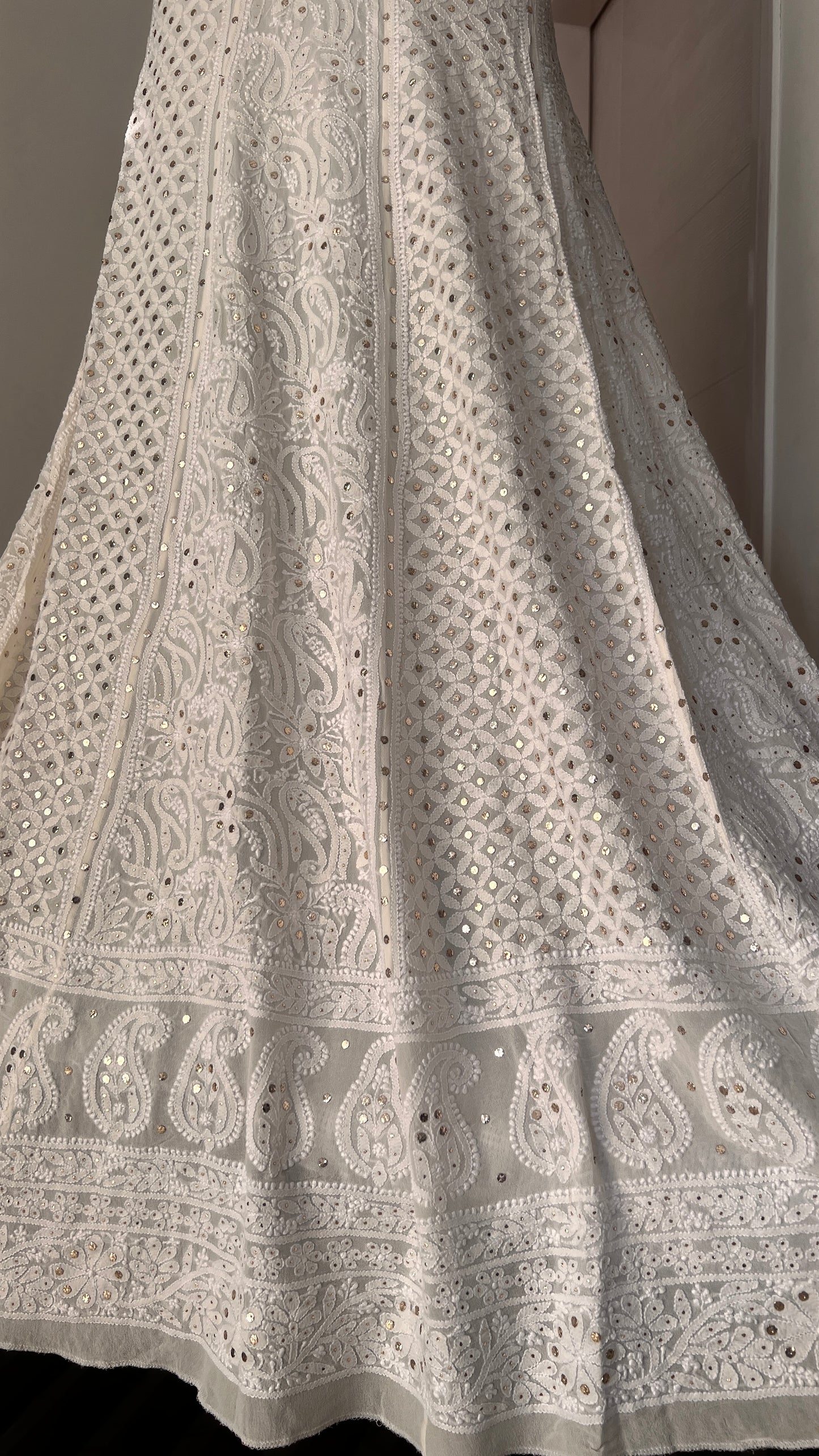 Lehenga Skirt allover Chikankari and mukaish