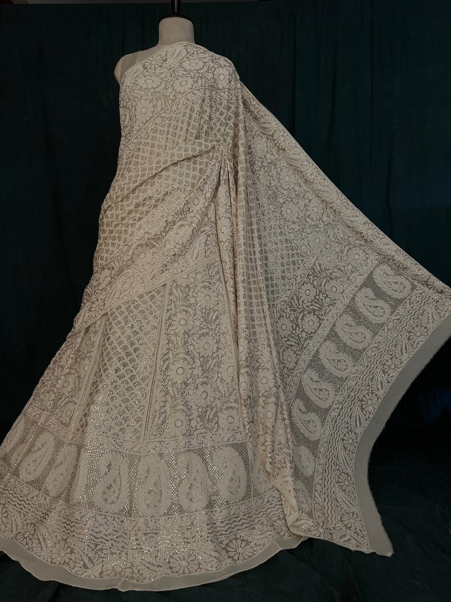 Ruhani Ivory Chikankari and Fardi Mukaish Wedding Lehenga