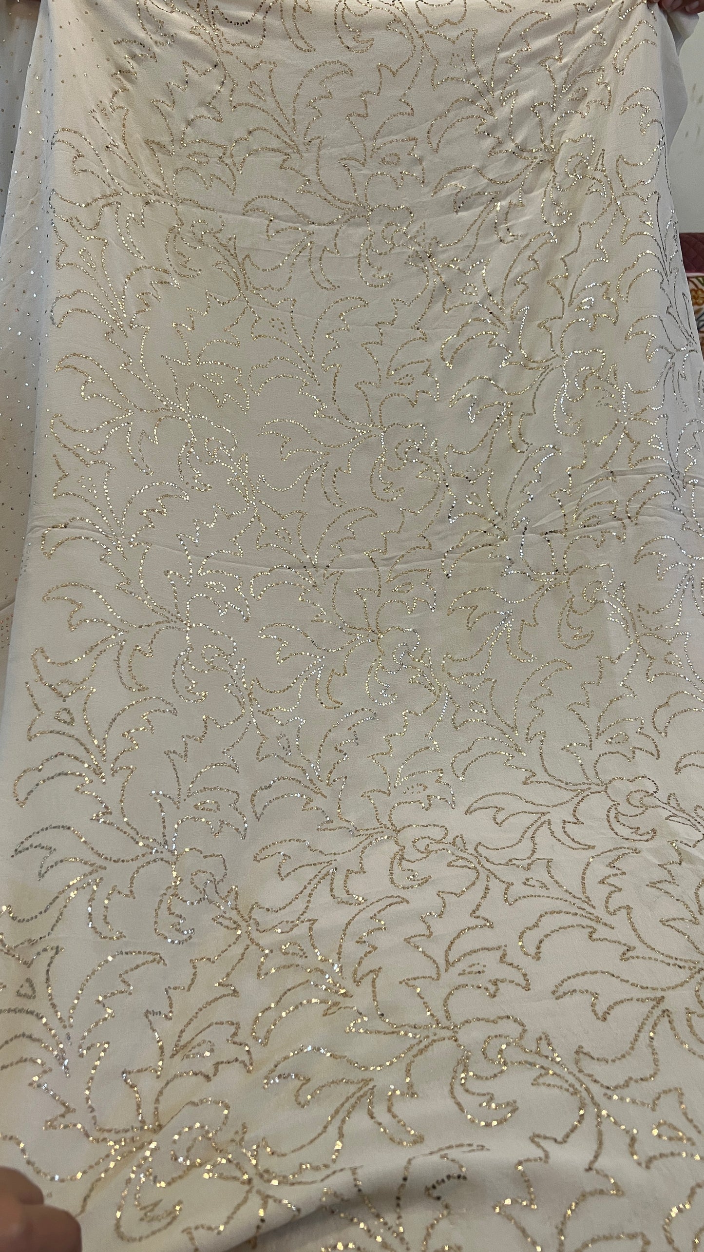 Ruhani Ivory Allover Badla and Mukaish work Kurta & Dupatta Set