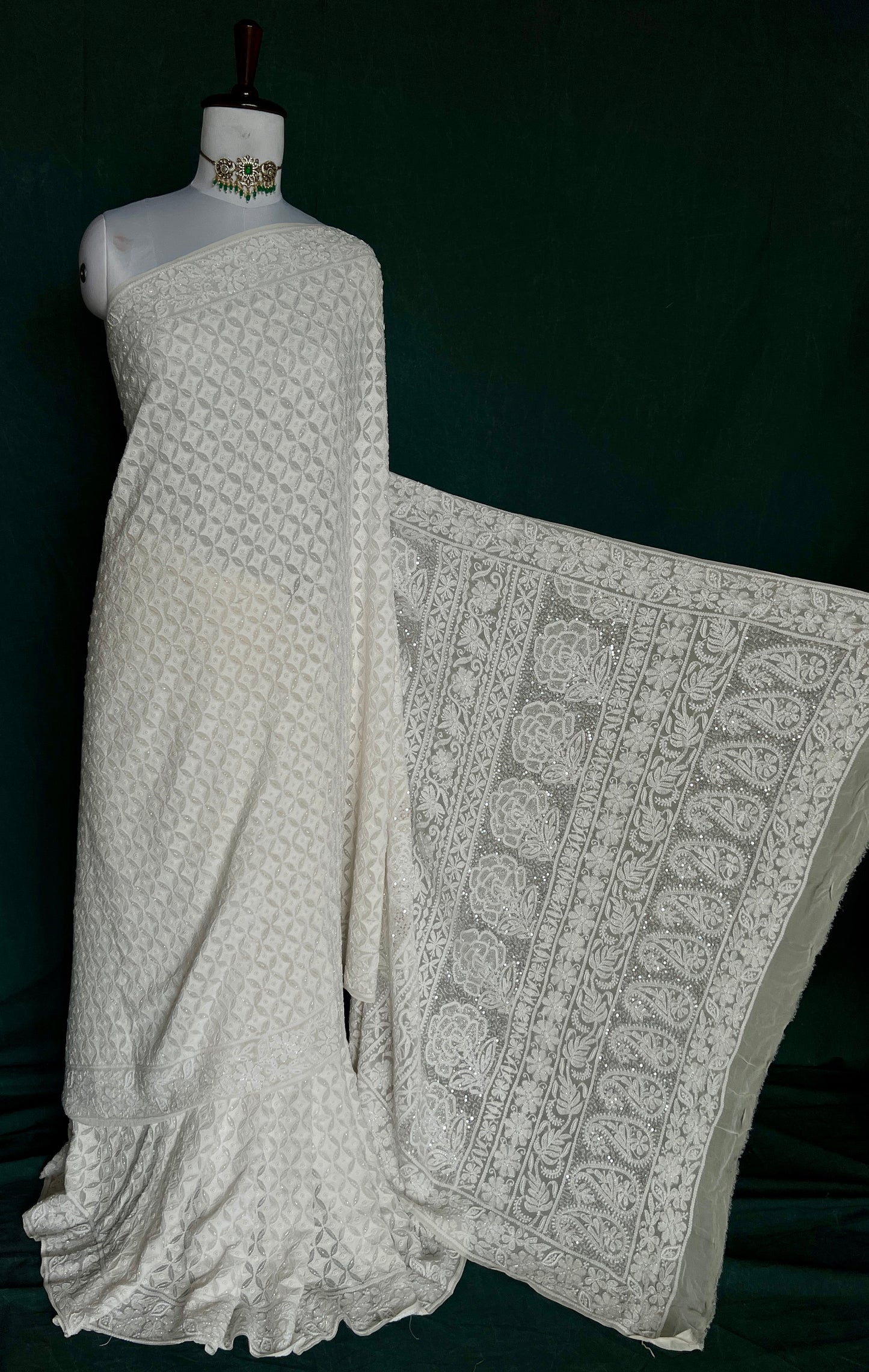 Ruhani Chikankari Pearl Cut Dana and Sequins Saree