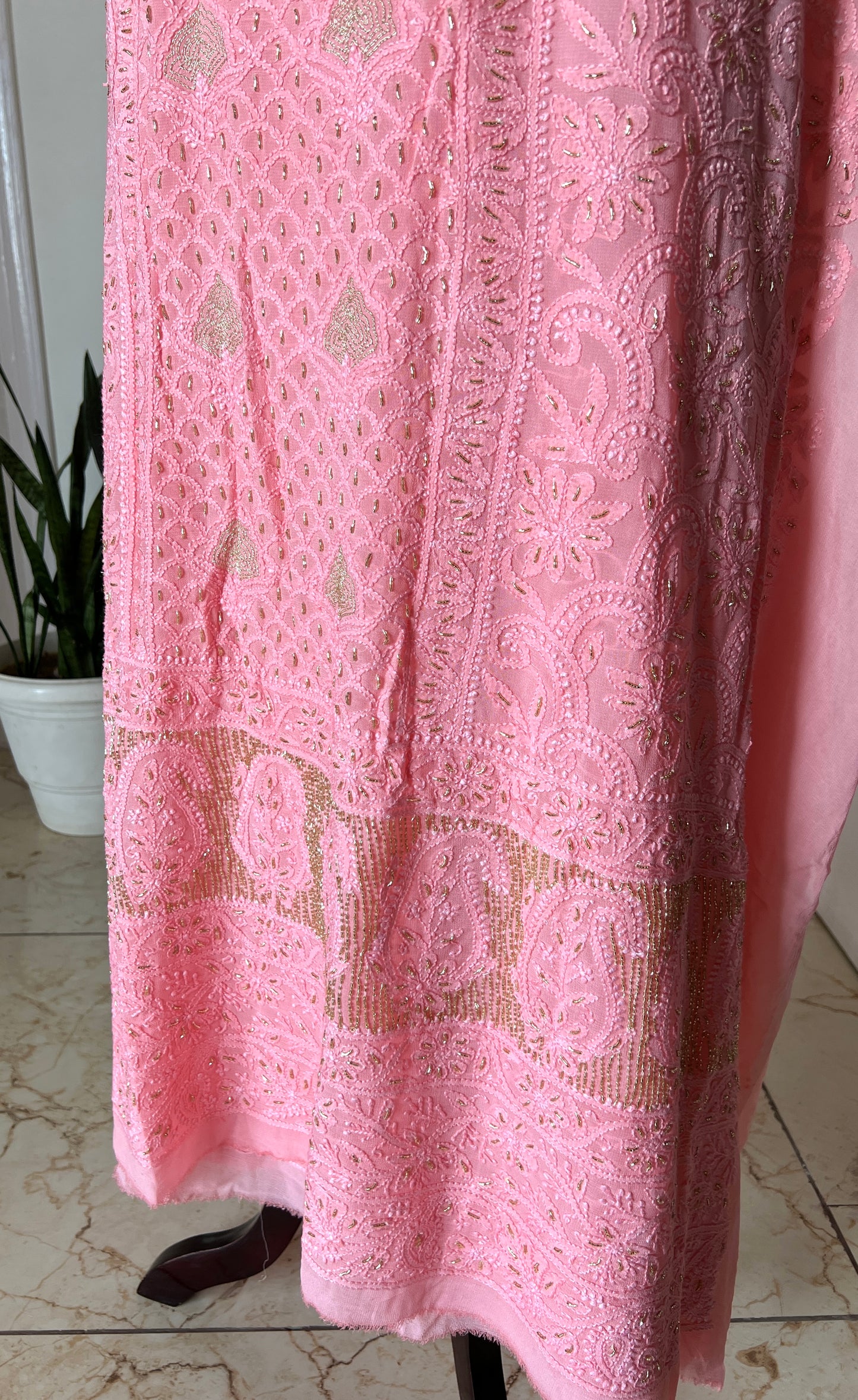 Chikankari golden Cut Dana and aari work Kurta and Dupatta