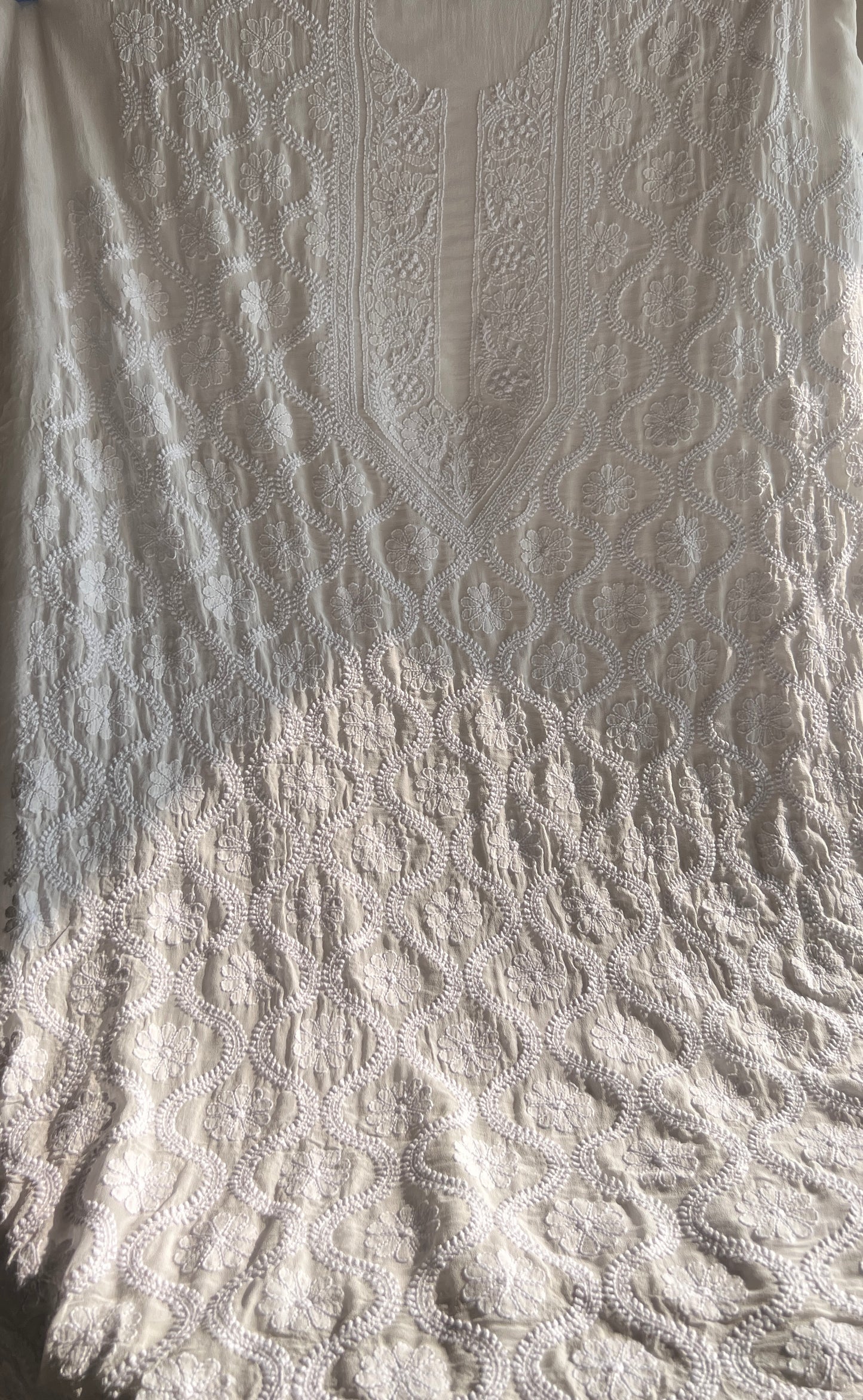 Ivory Allover Chikankari Men's Kurta Fabric