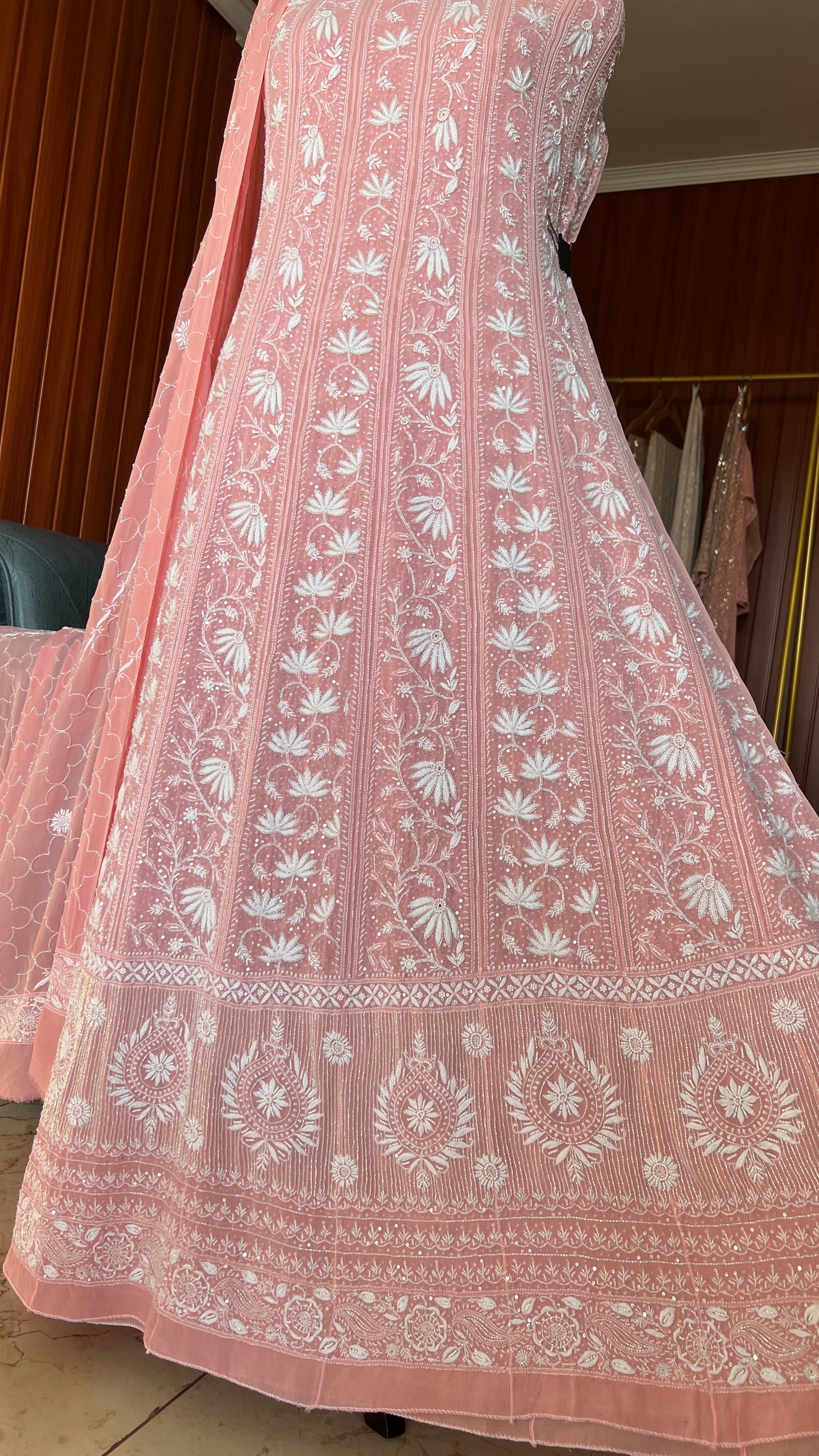 Suhaan Do Taar Chikankari Sequins and Cut Dana Anarkali