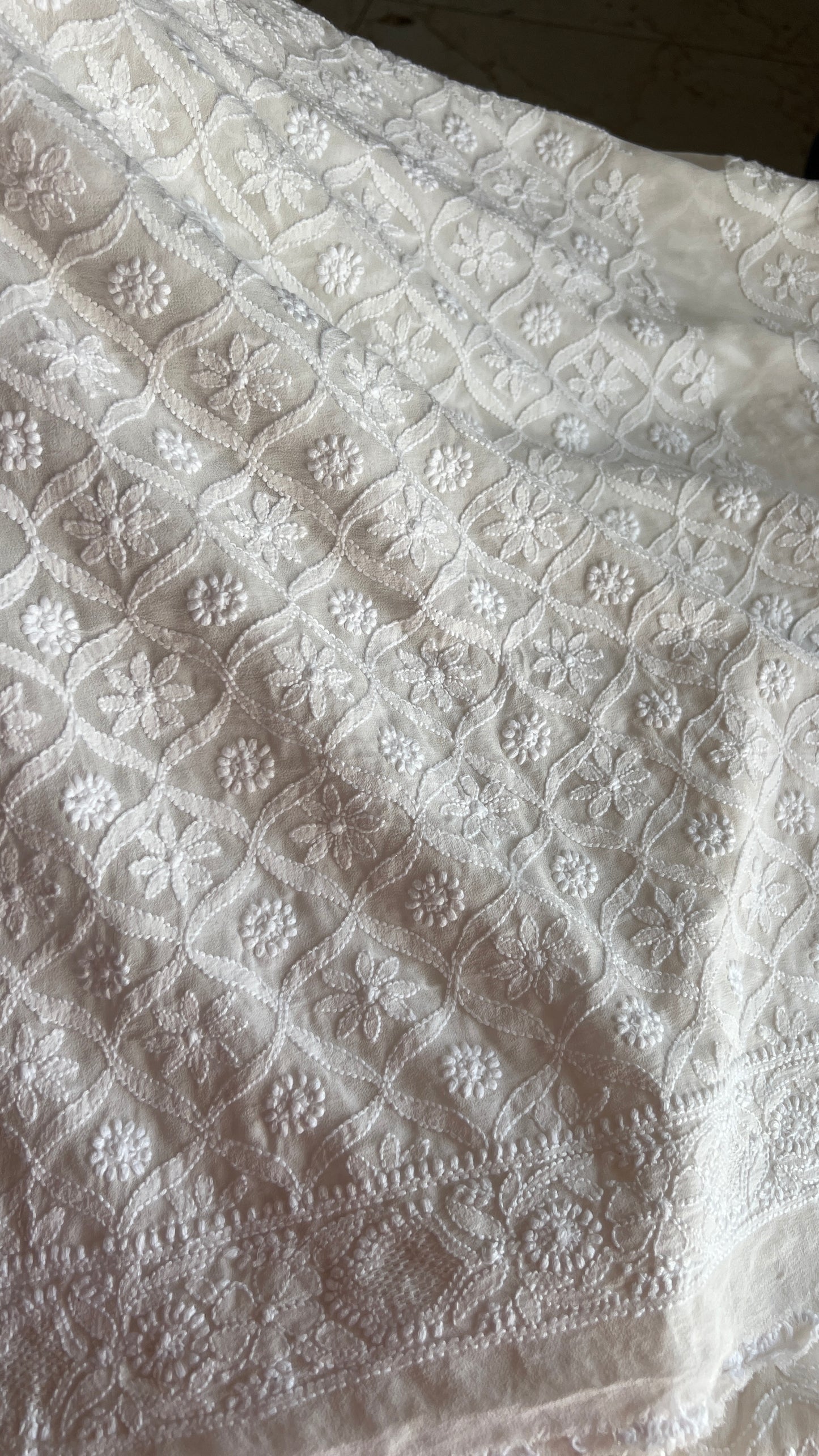 Ivory Allover Chikankari Men's Kurta Fabric