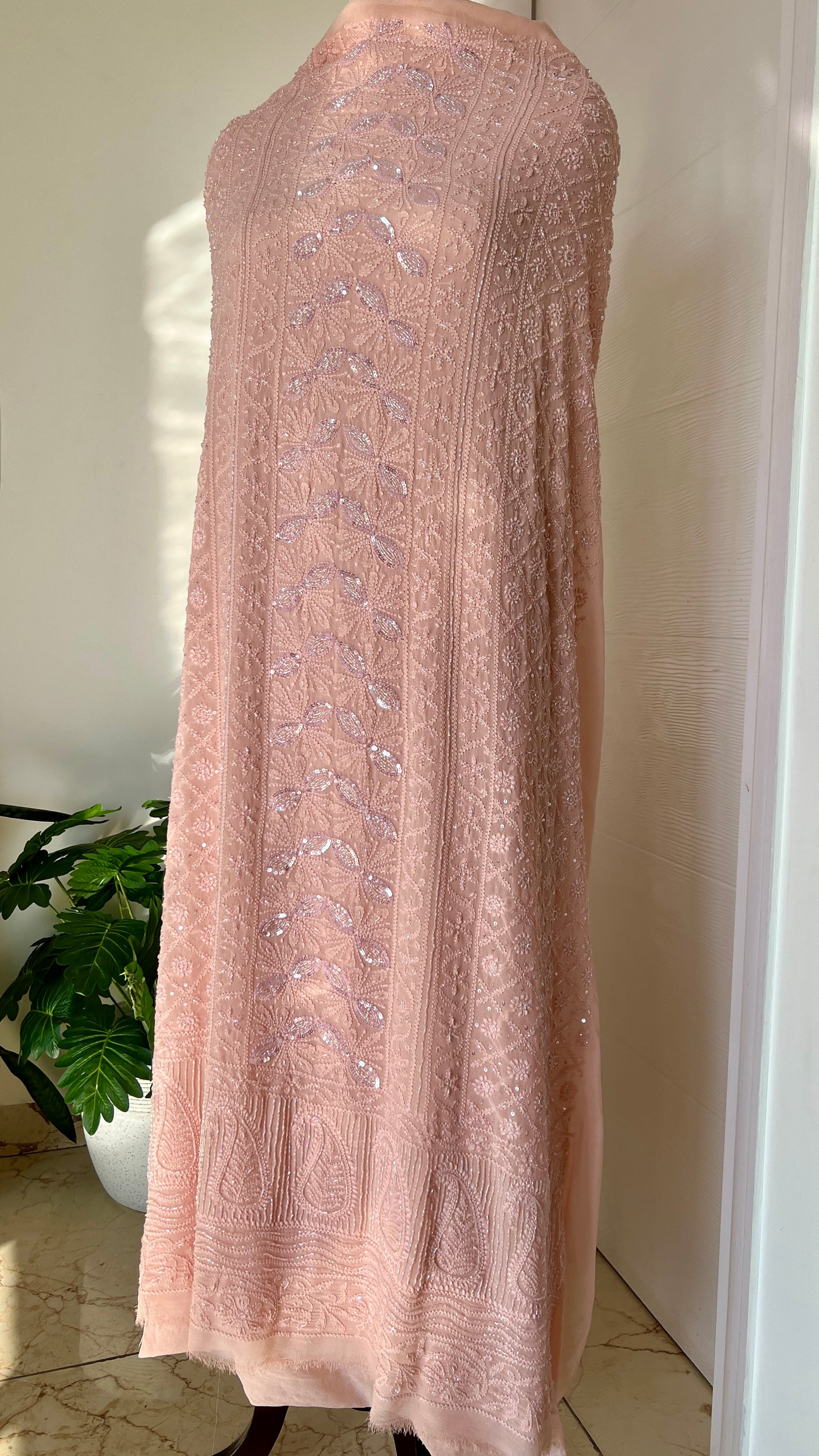 Chikankari cut dana sequins work kurta and dupatta