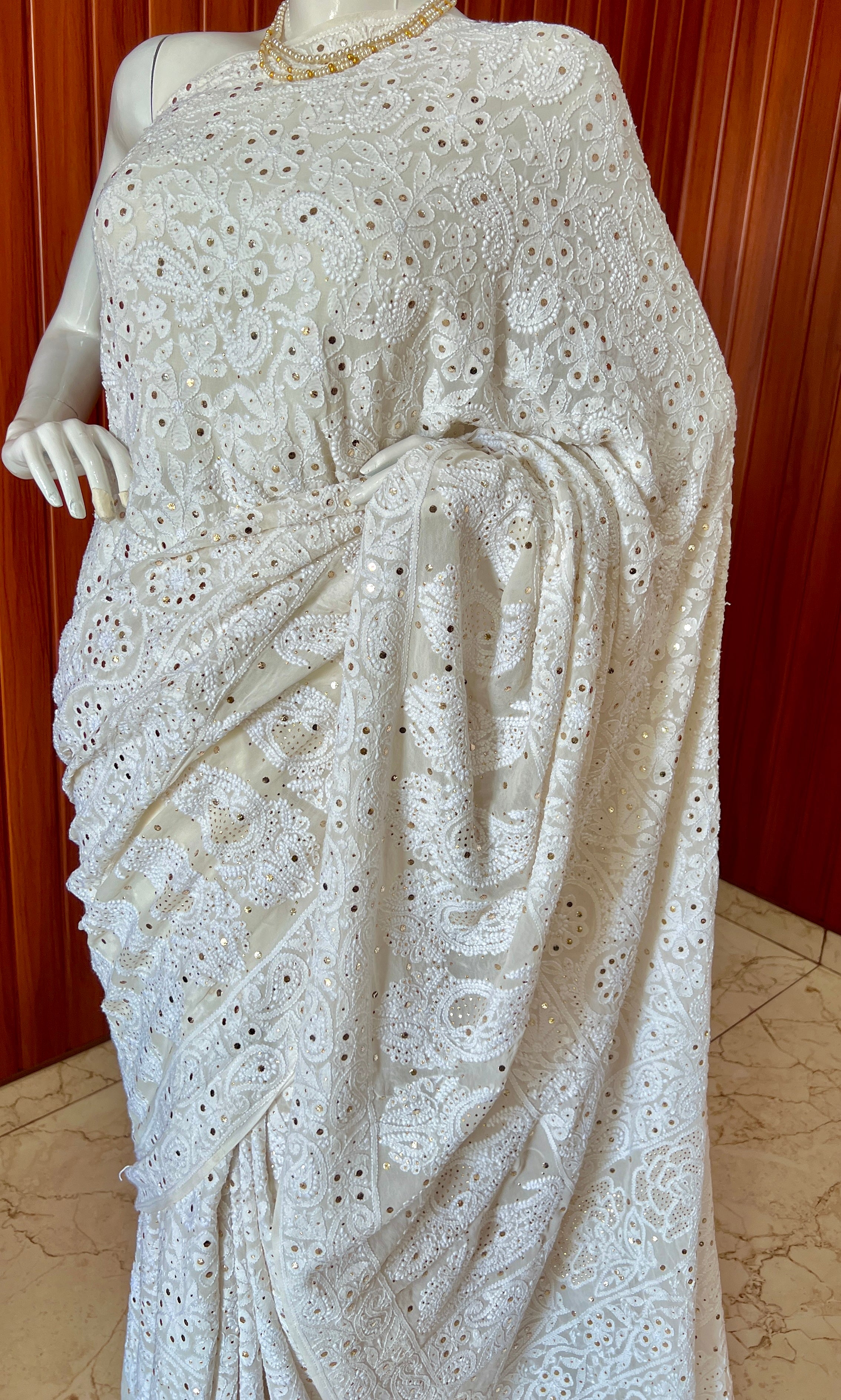 Ruhani Allover Chikankari and Mukaish Saree