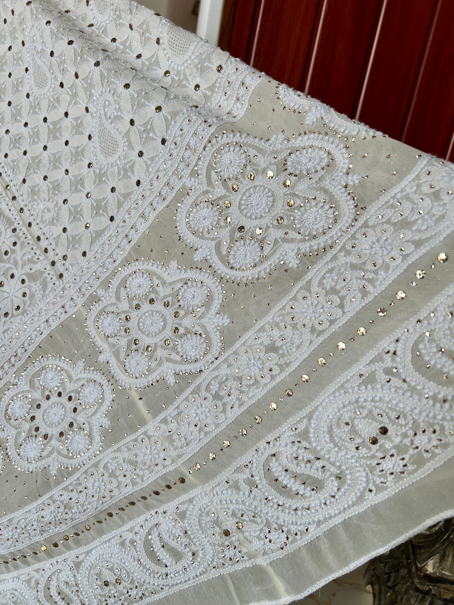 Ruhani Ivory allover Chikankari and mukaish lehenga skirt
