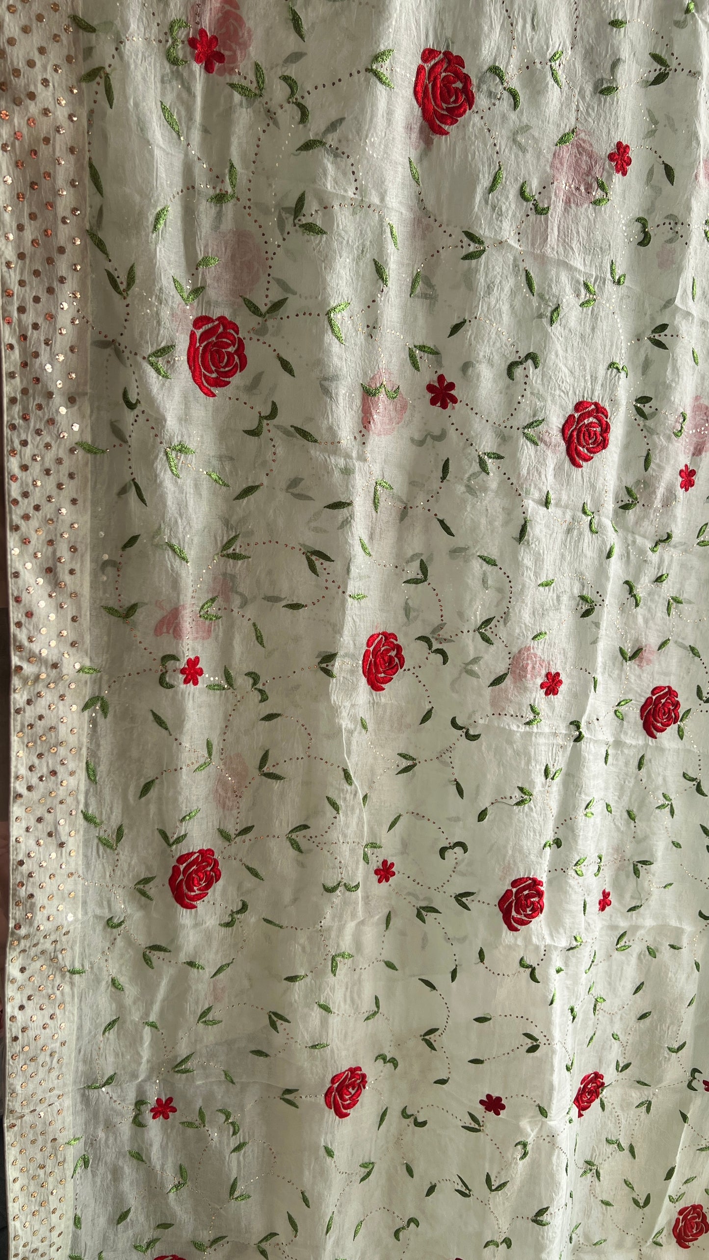 Ruhani Pista green Pure Organza Saree with Resham and Mukaish Work