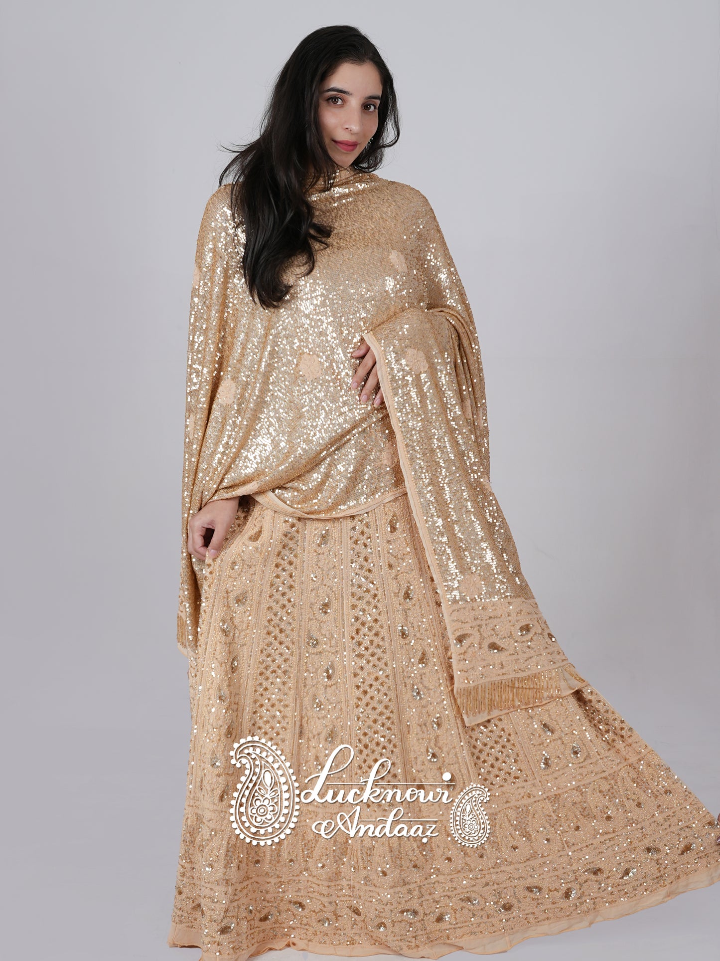 Golden Beige Luxurious Wedding Anarkali