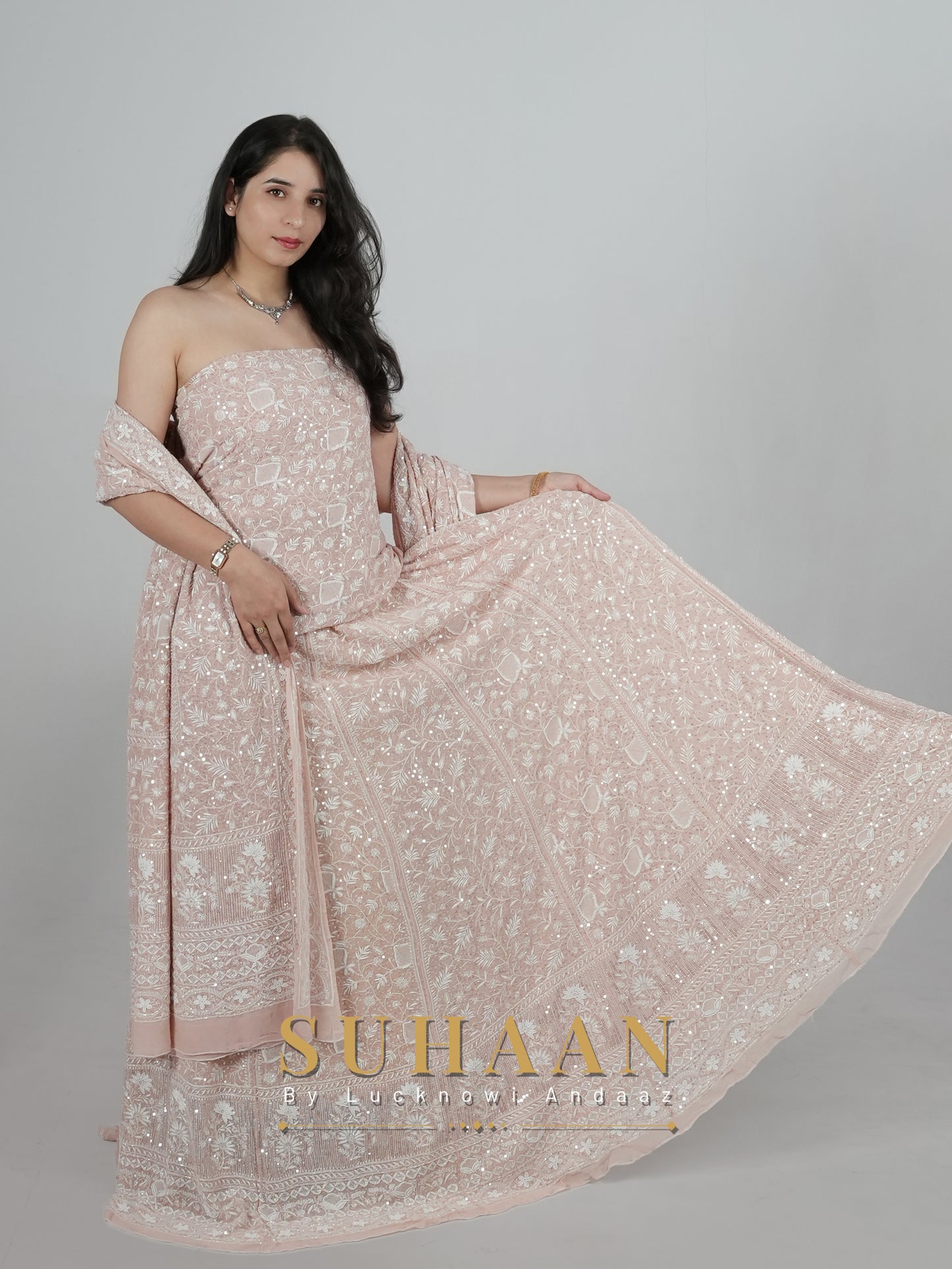 Suhaan Do Taar Chikankari embellished Wedding Lehenga