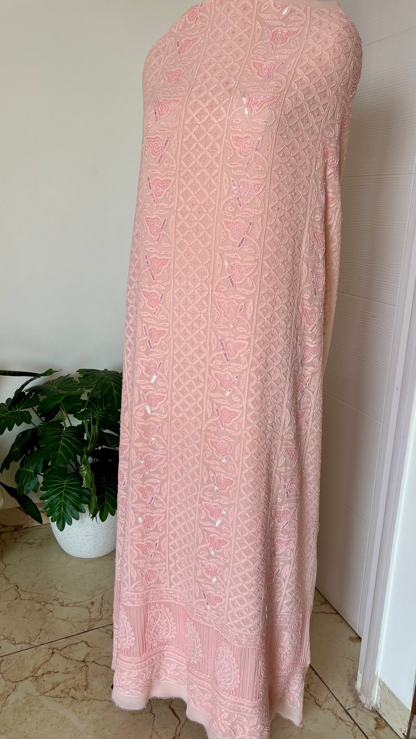 Chikankari cut dana sequins work kurta and dupatta