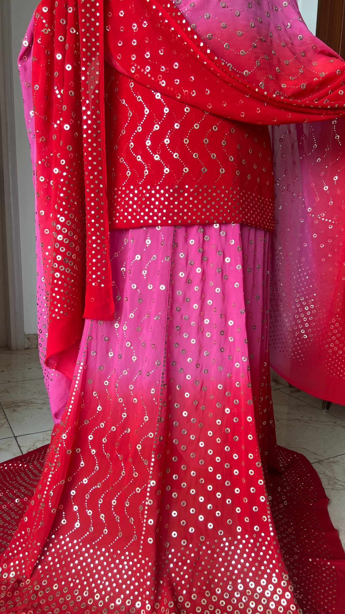 Ombré dyed Heavy Ring Mukaish Lehenga Set