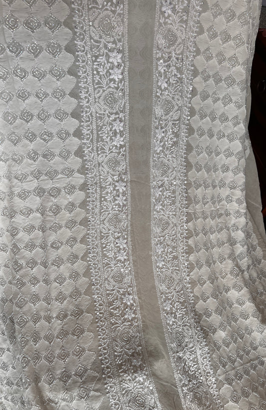 Men’s Wedding sherwani pure georgette with Chikankari cut dana and sequins work
